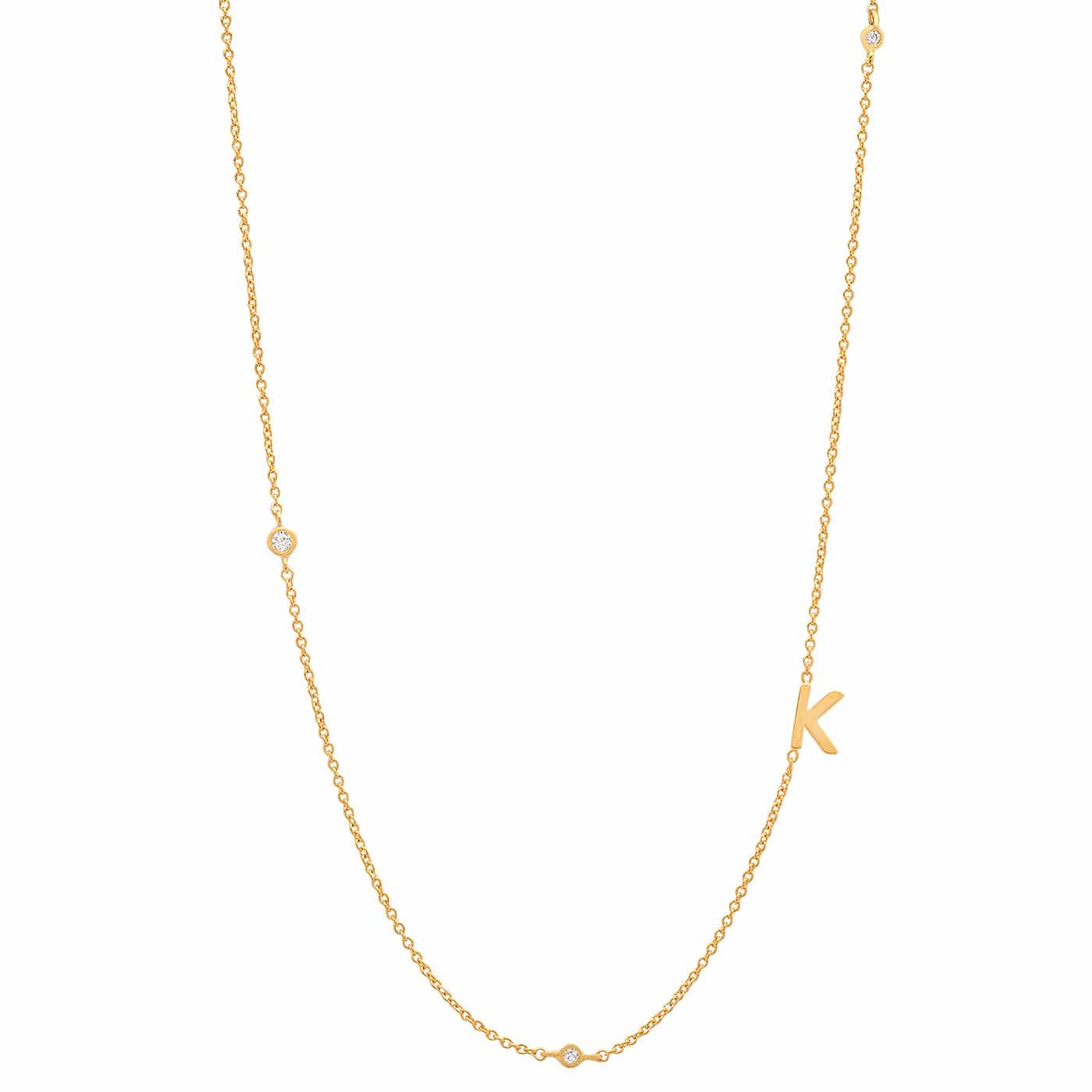 Sideways Initial Gold Necklace With CZ Accents - Image 13