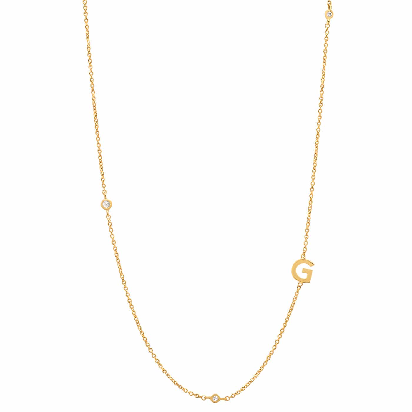 Sideways Initial Gold Necklace With CZ Accents - Image 9