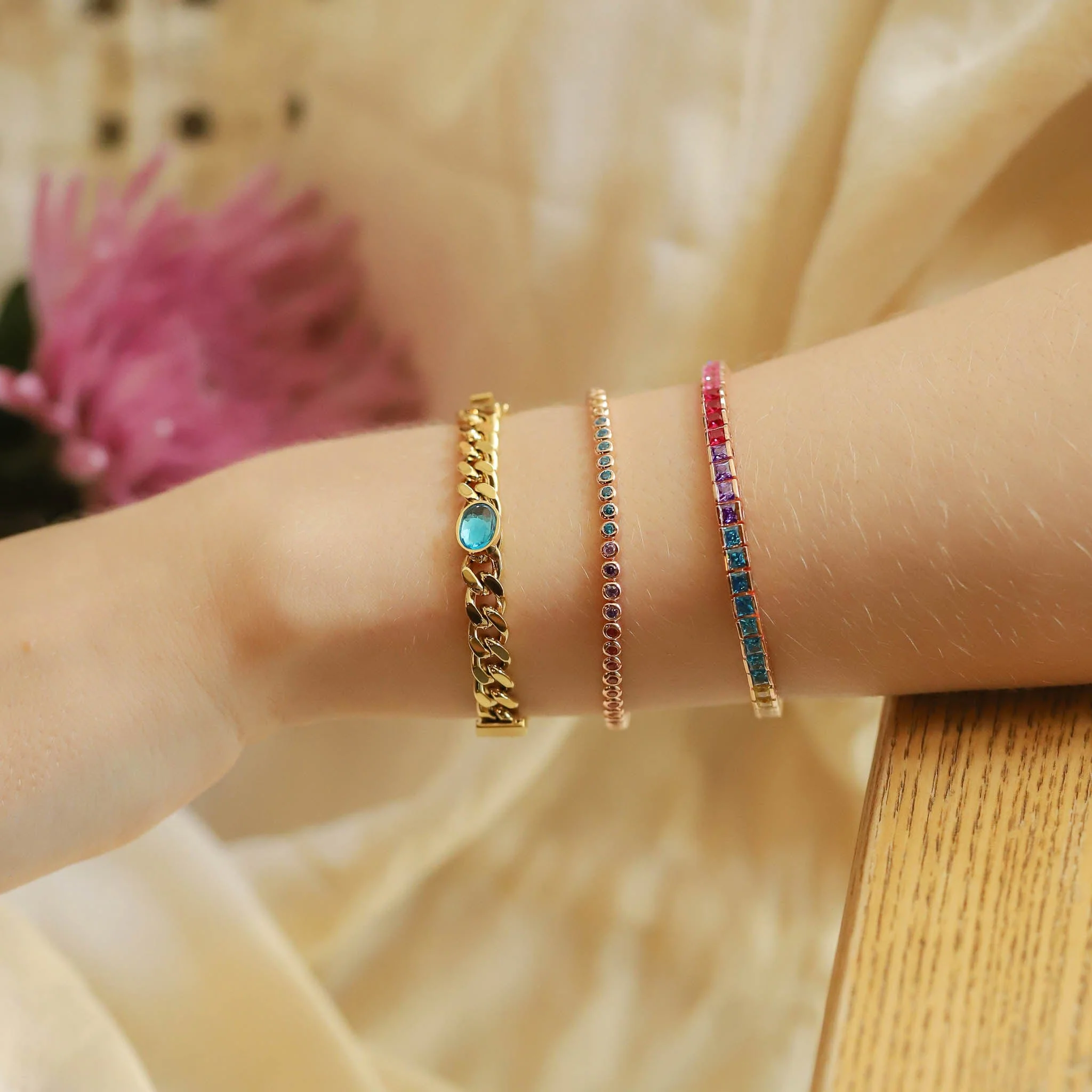 Bezel Set Rainbow Tennis Bracelet - Image 2