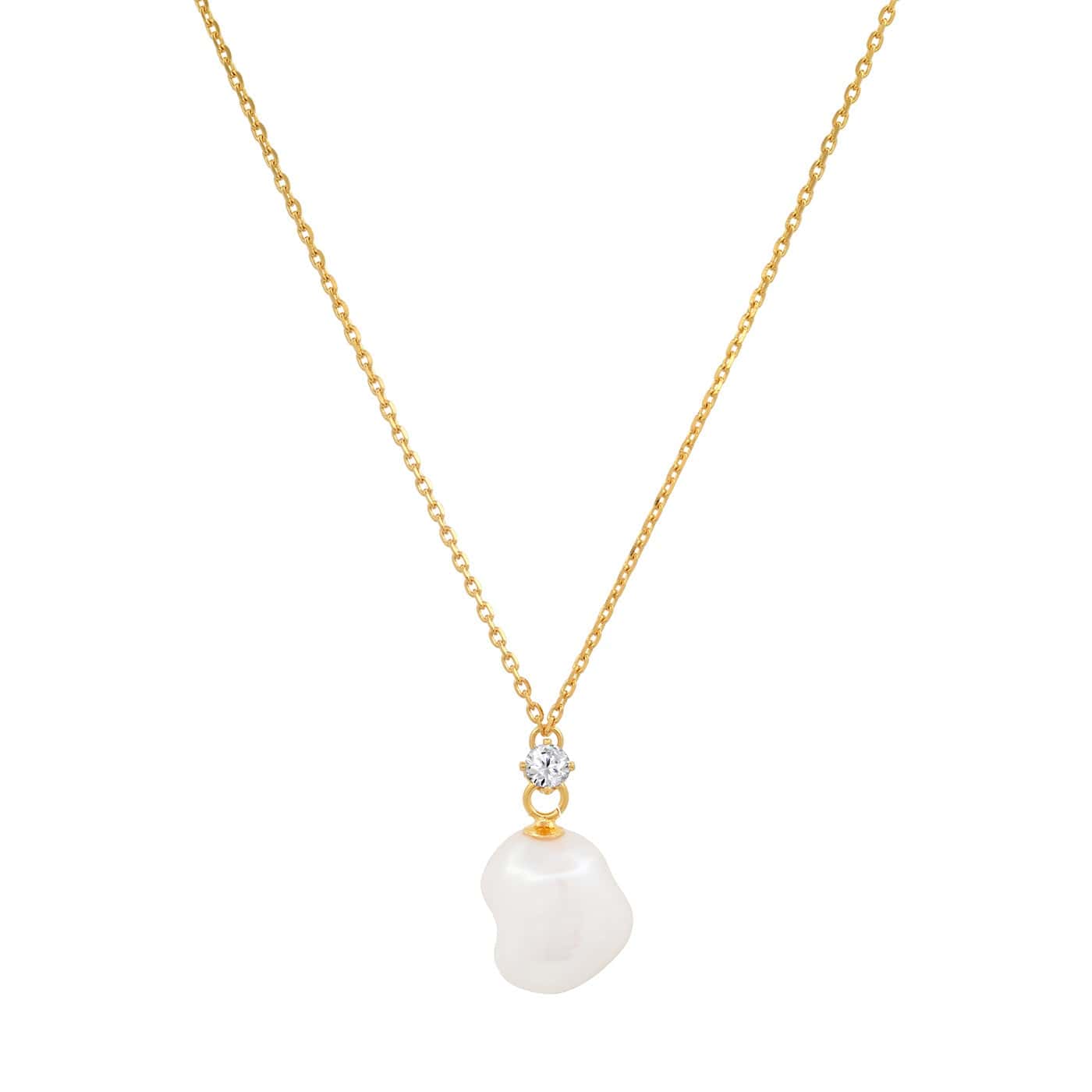 Chain with Freshwater Pearl and CZ Pendant
