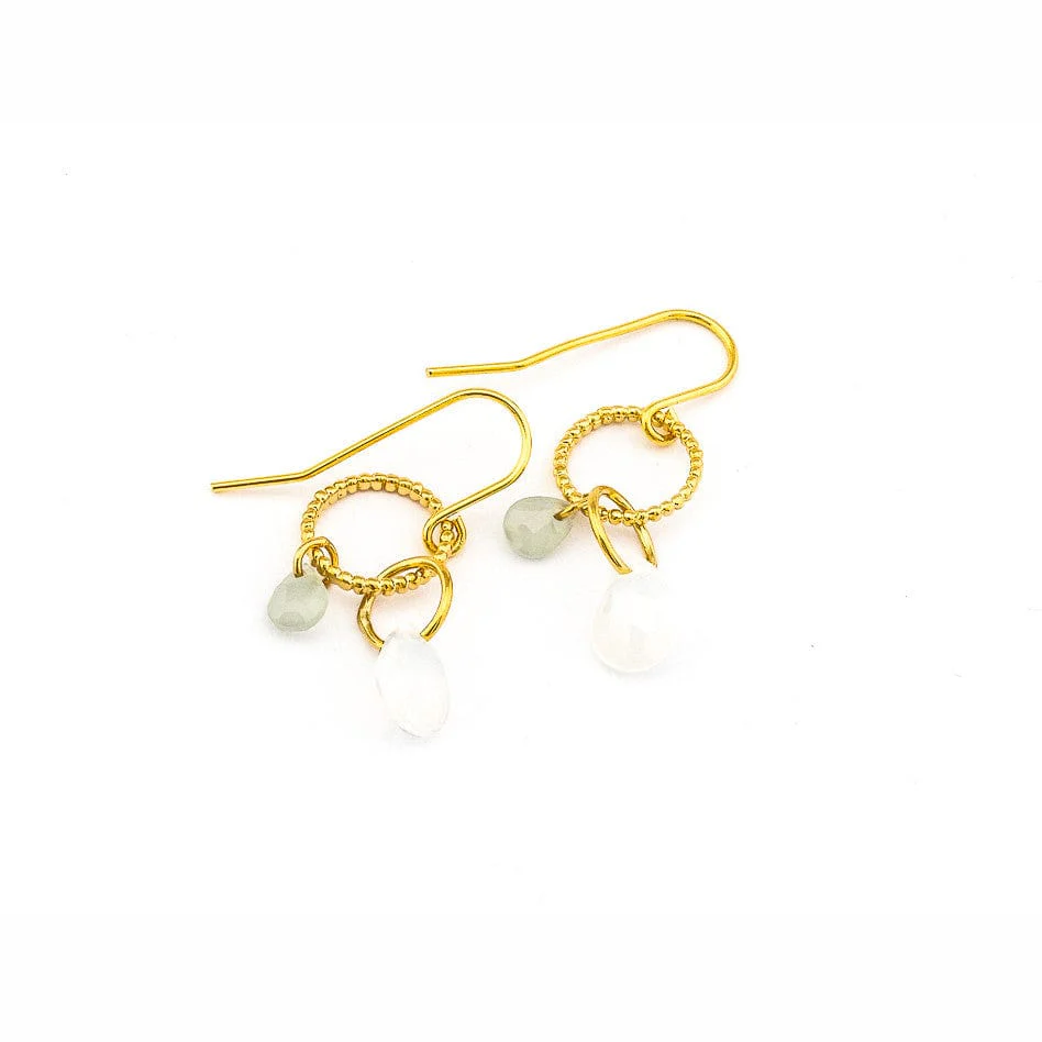 Circle Ring Earring With Multiple Stones - Image 3