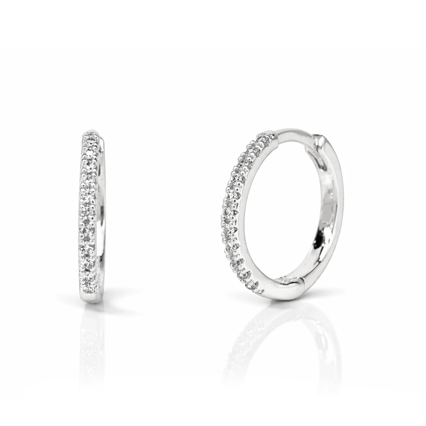 Cubic Zirconia Huggie Earrings - Image 4