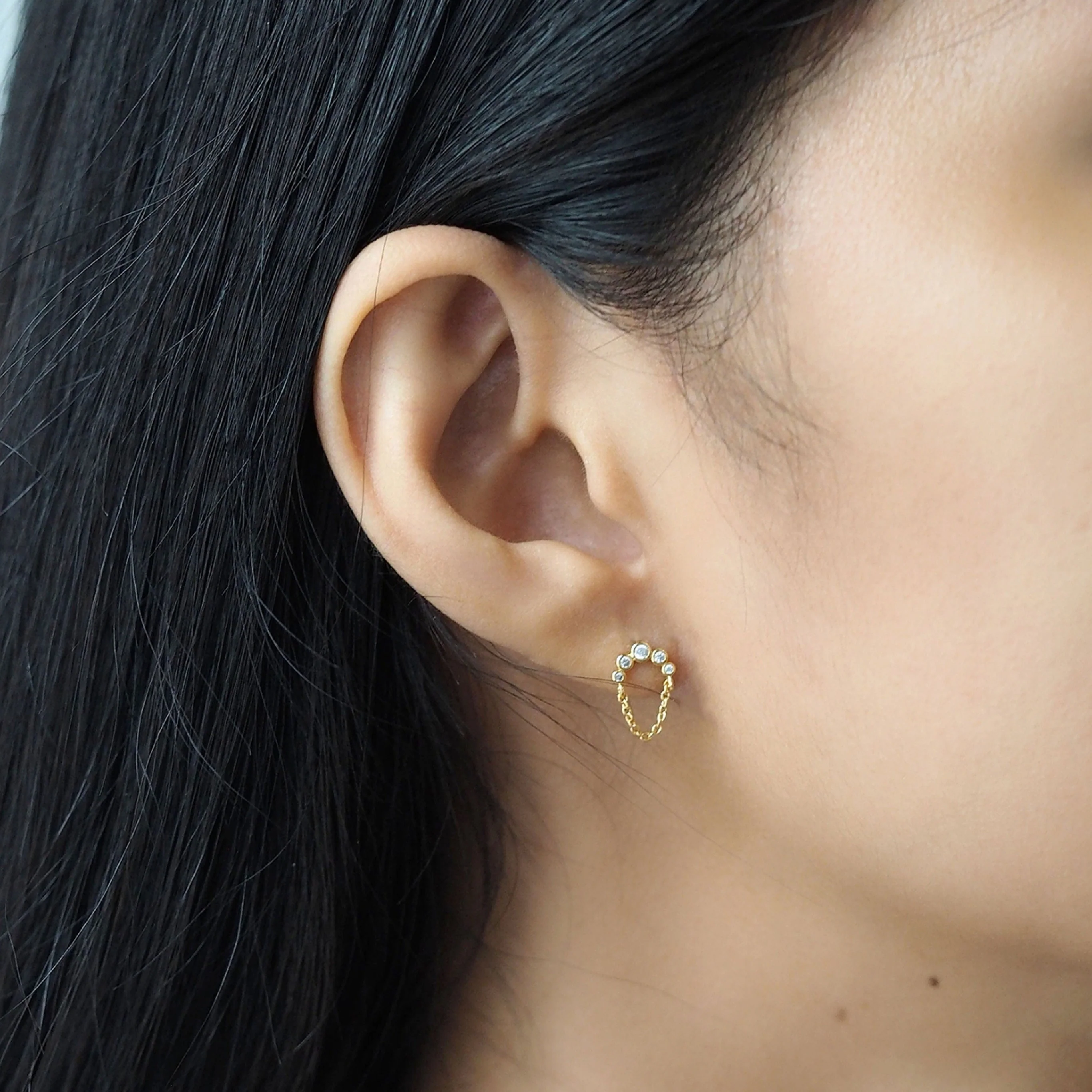 CZ Dangle Chain Studs - Image 2