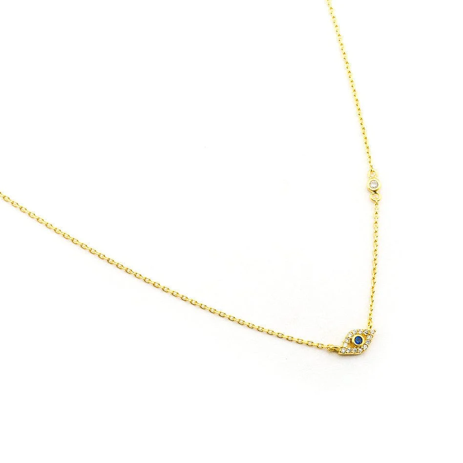CZ Mini Evil Eye Pendant Necklace - Image 3