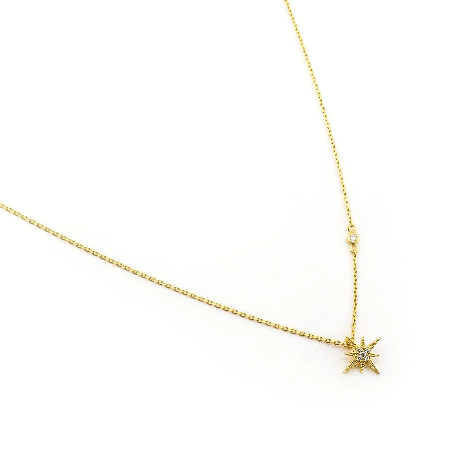 CZ Starburst Pendant Necklace - Image 4