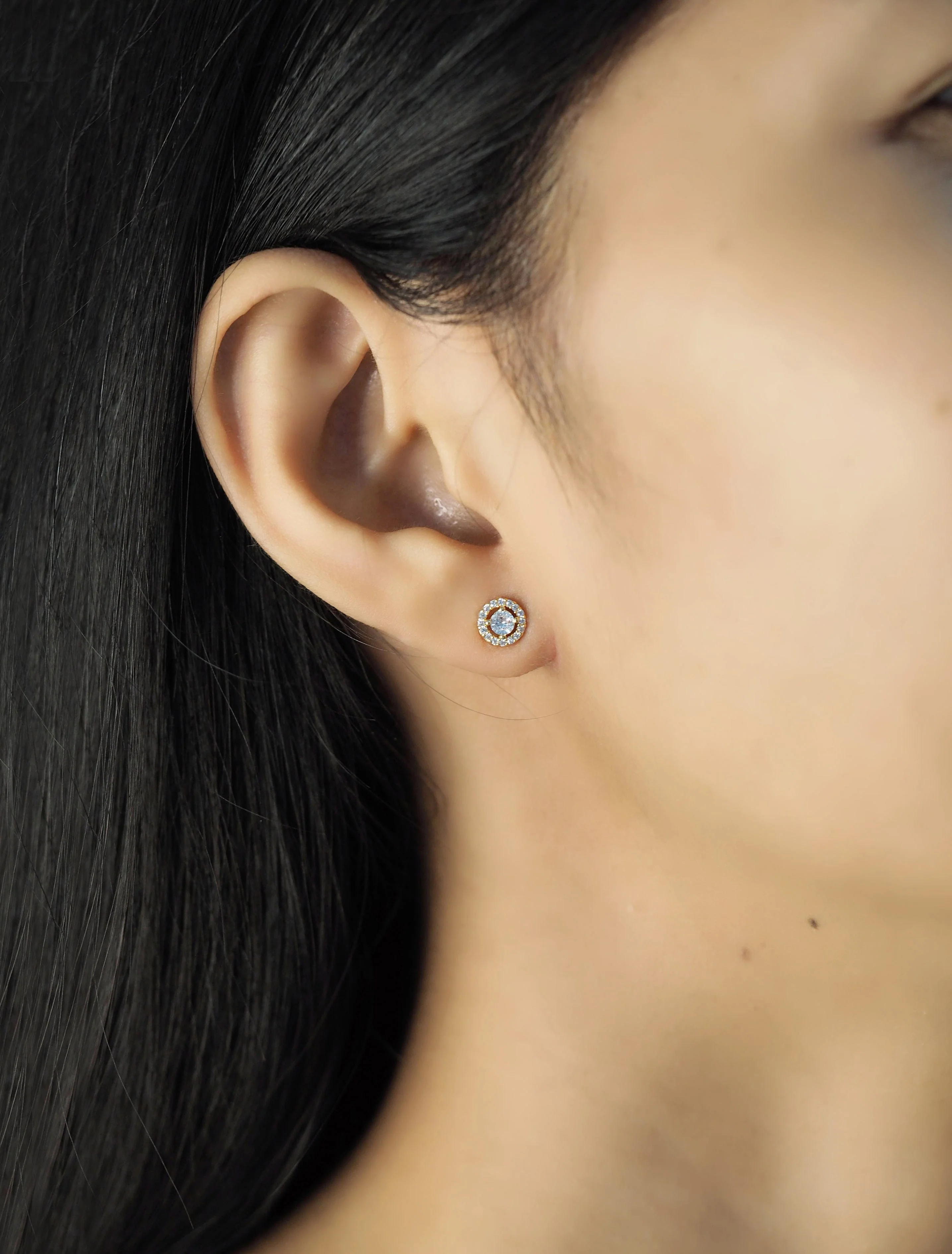 CZ Studs with Pave Halo - Image 2