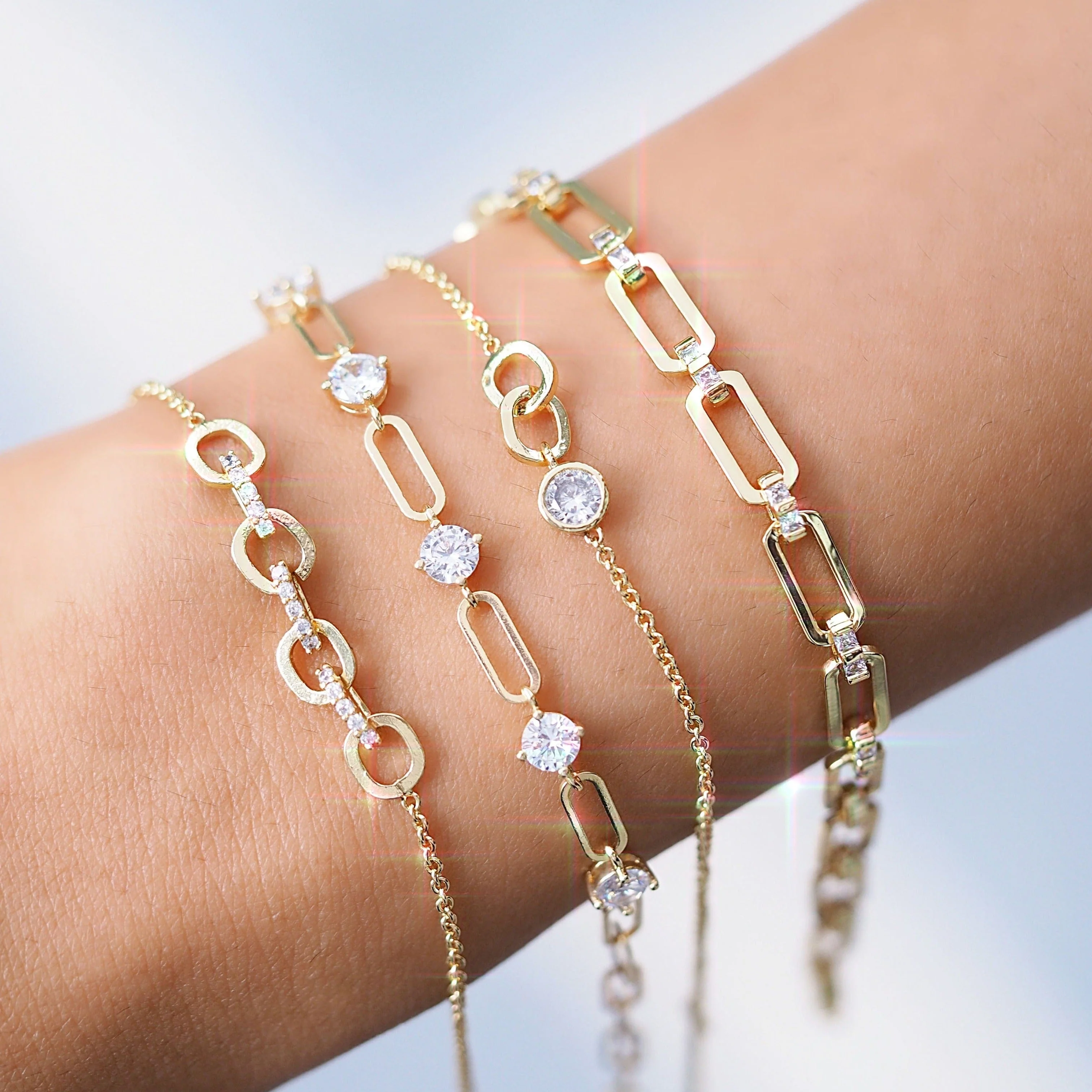 Double Link Bracelet With Bezel Set CZ - Image 2