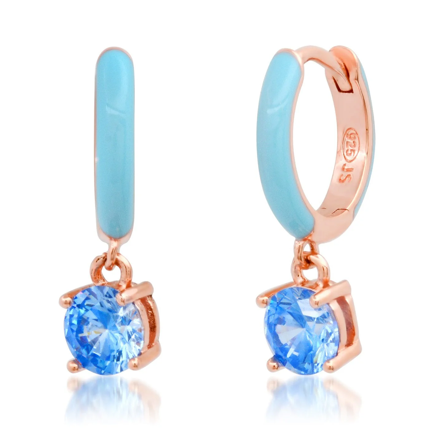 Enamel Huggie with Colored CZ Charm - Image 4