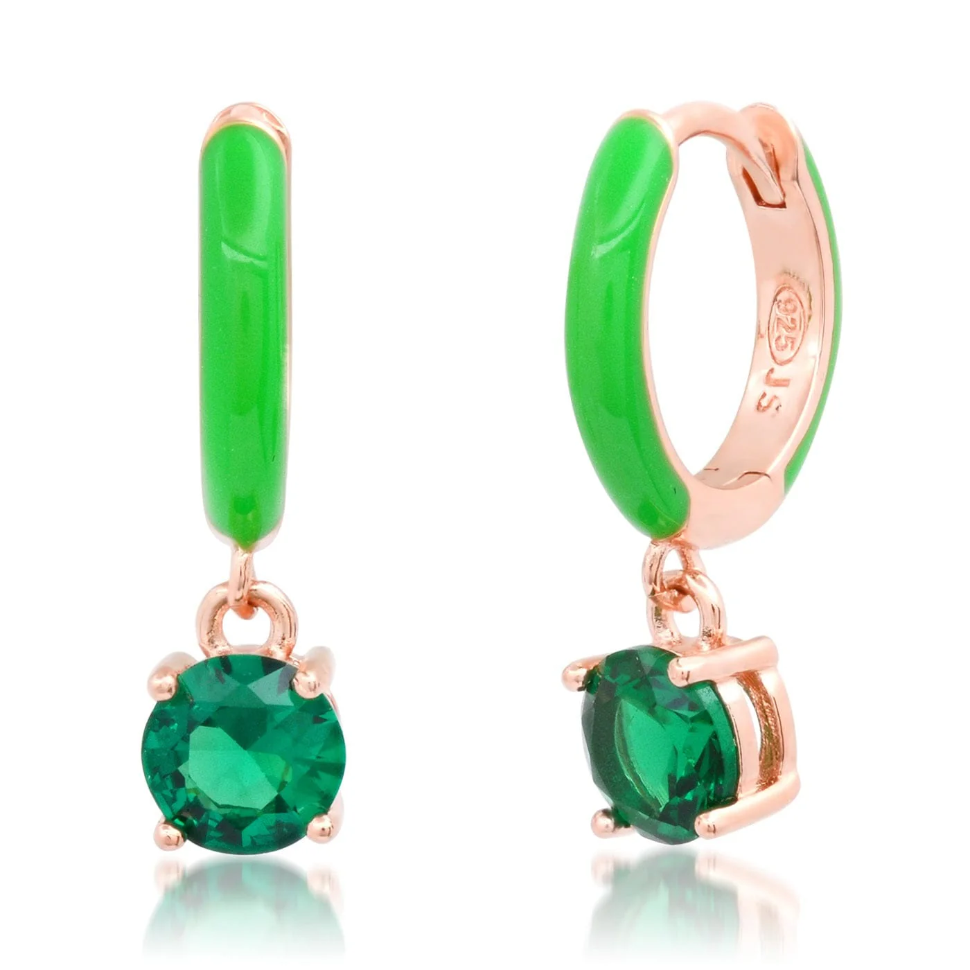 Enamel Huggie with Colored CZ Charm - Image 6
