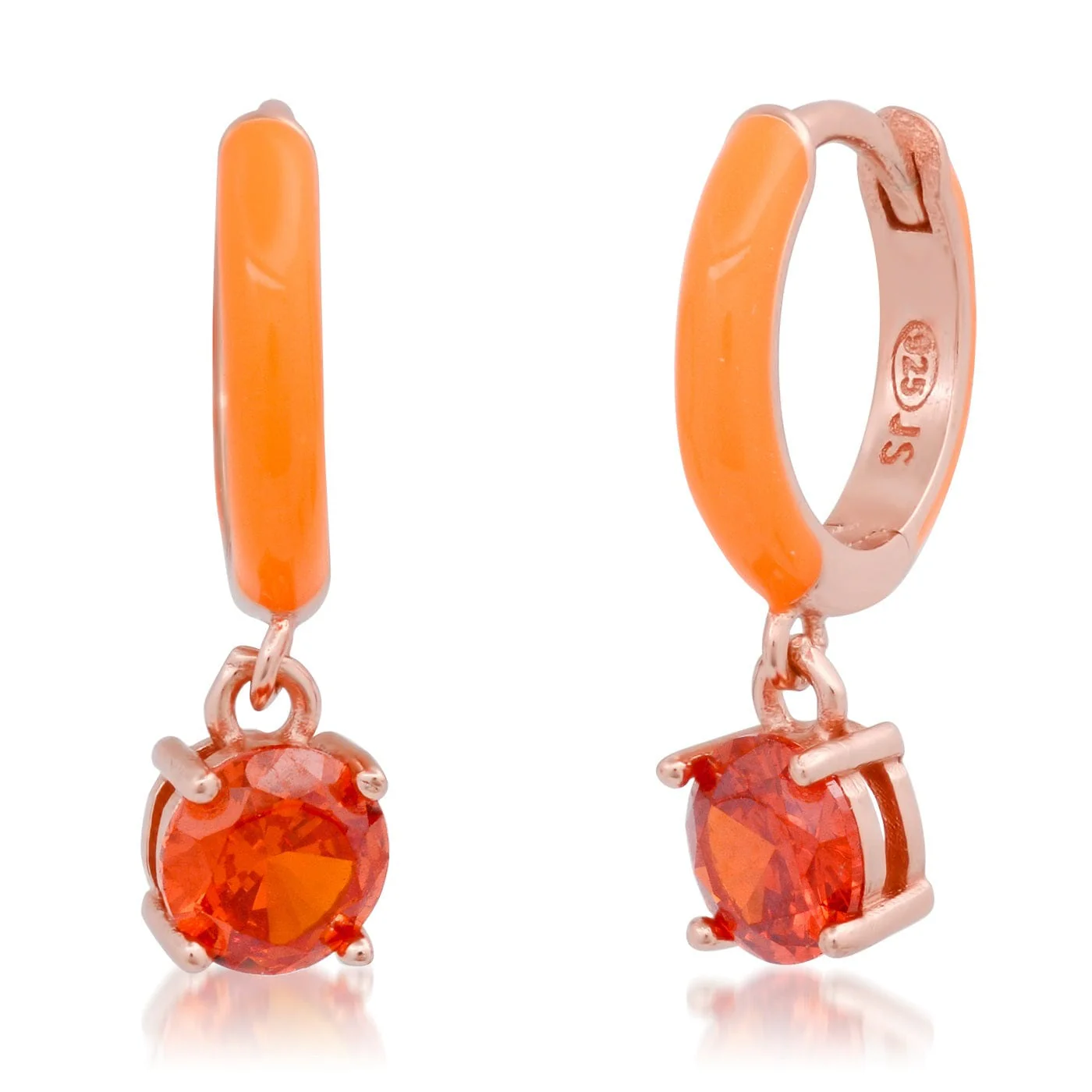 Enamel Huggie with Colored CZ Charm - Image 7
