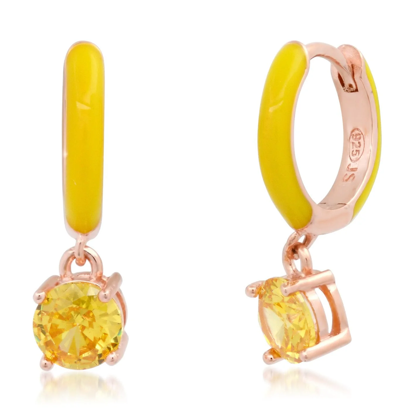 Enamel Huggie with Colored CZ Charm - Image 8
