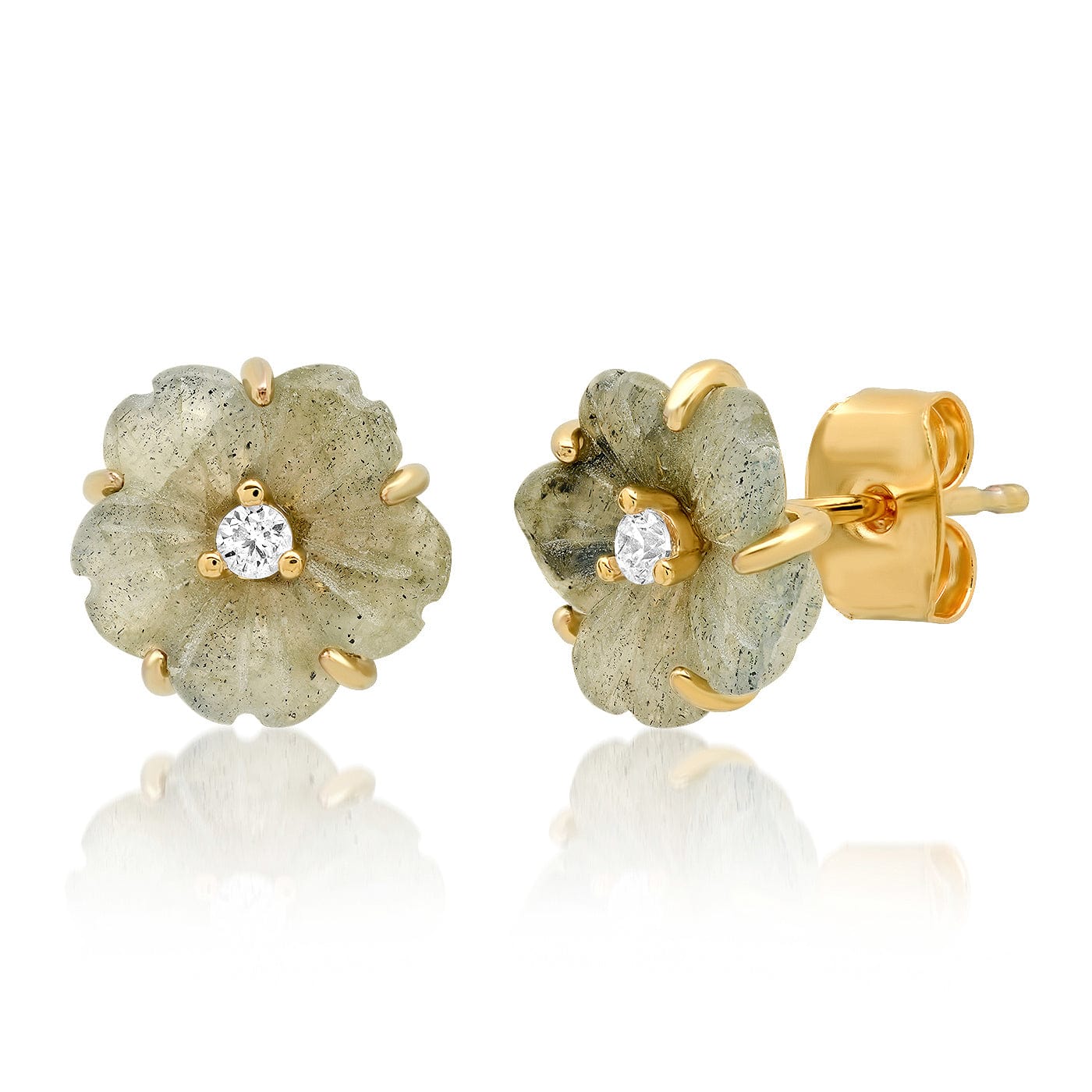 Hand-Carved Flower Stud Earrings - Image 6