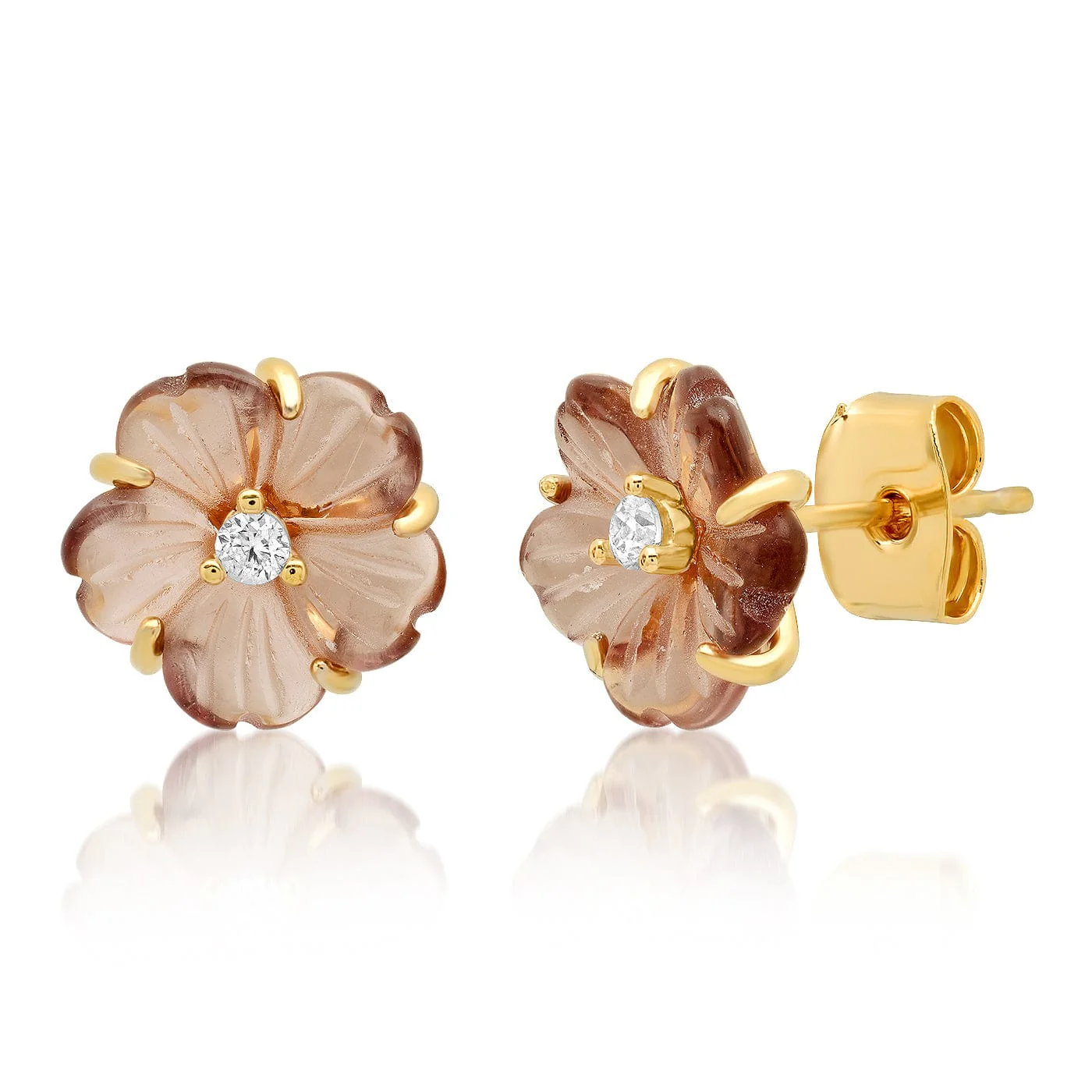 Hand-Carved Flower Stud Earrings - Image 7