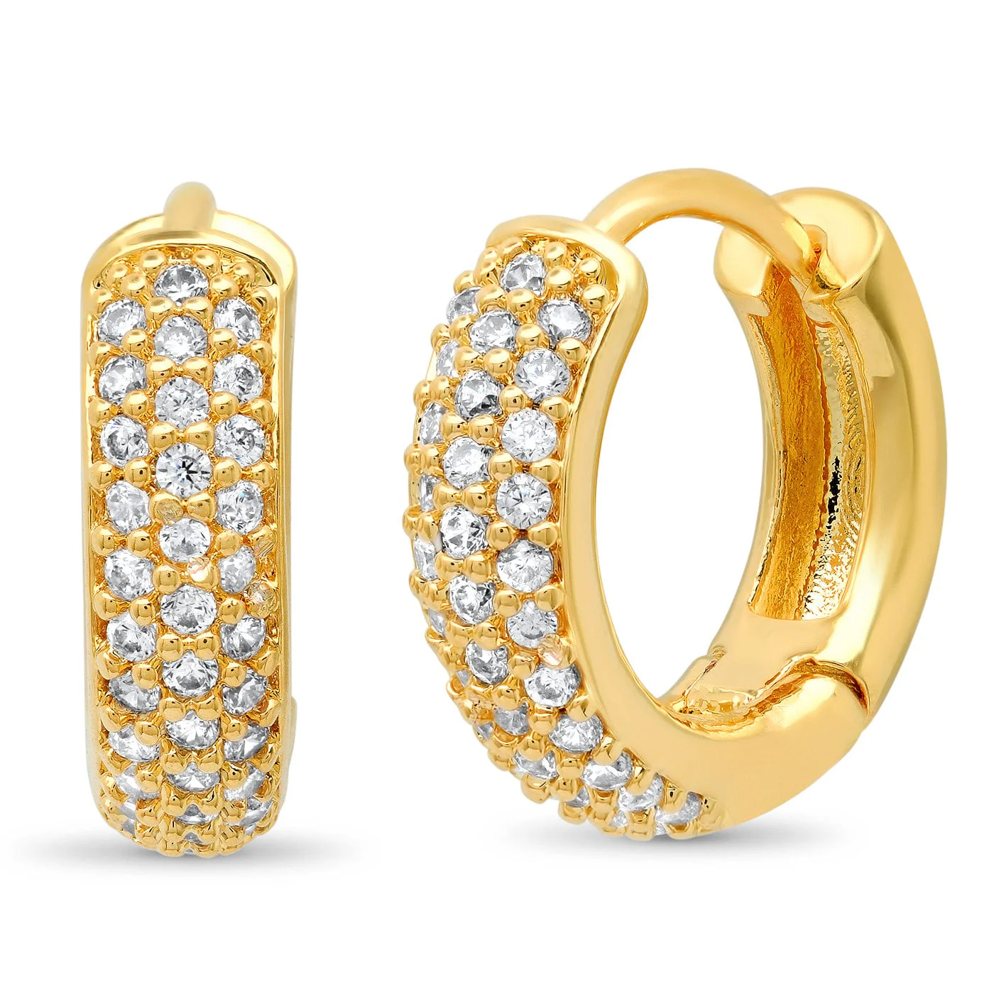 Gold Pave Huggies