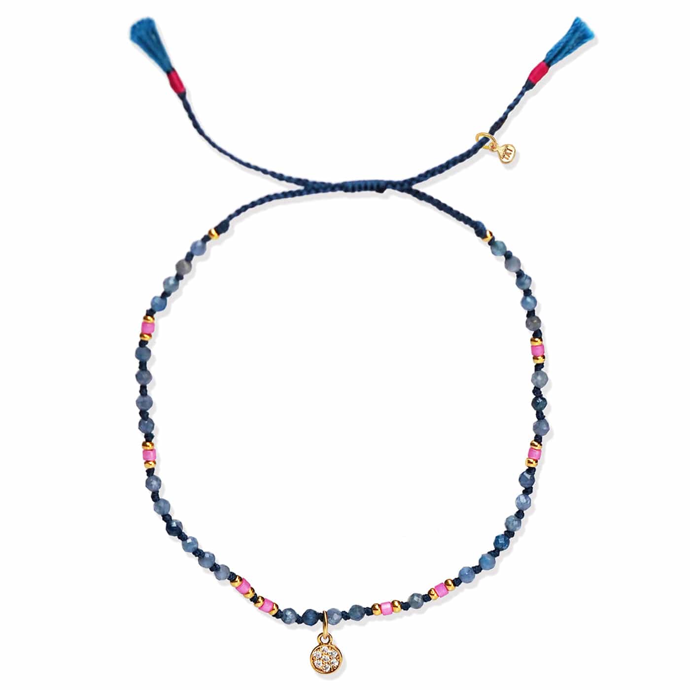 Handmade Beaded Bracelet With Gold Dangle Accent - Image 2