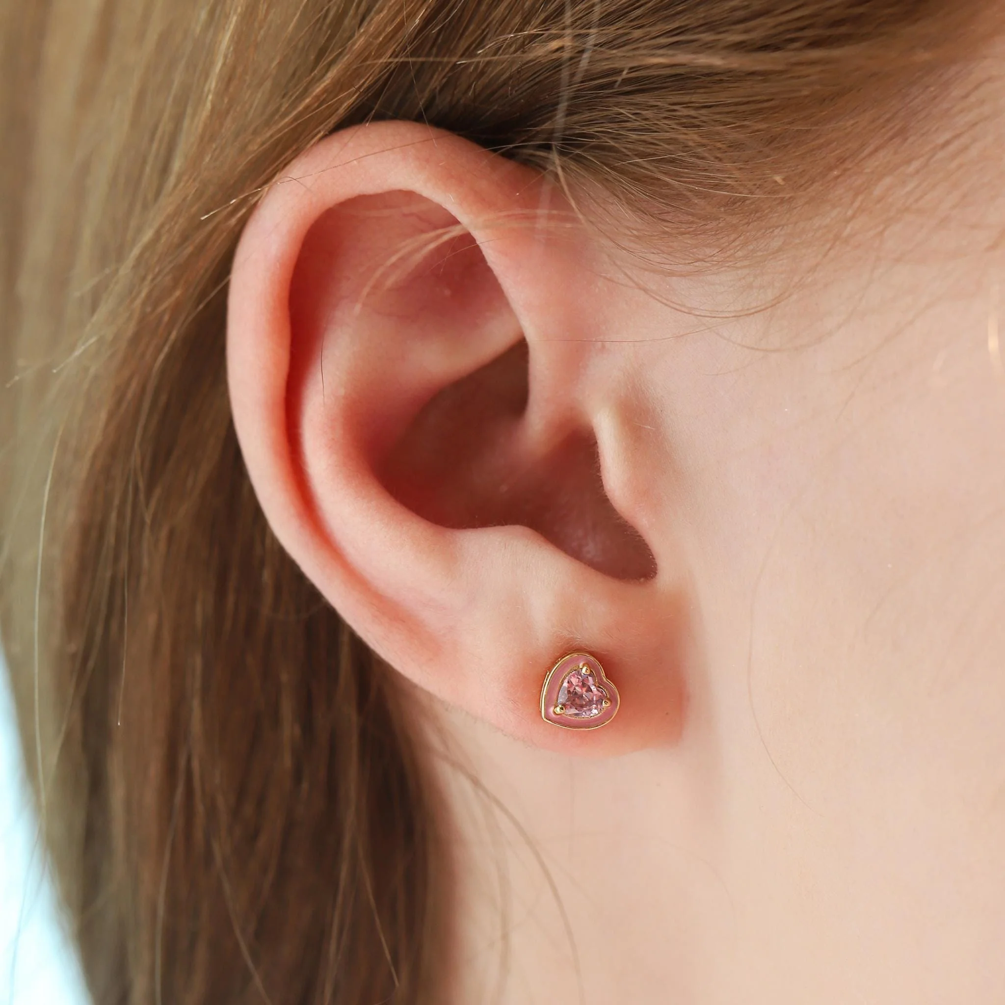 Enamel Bezel Heart Studs - Image 2