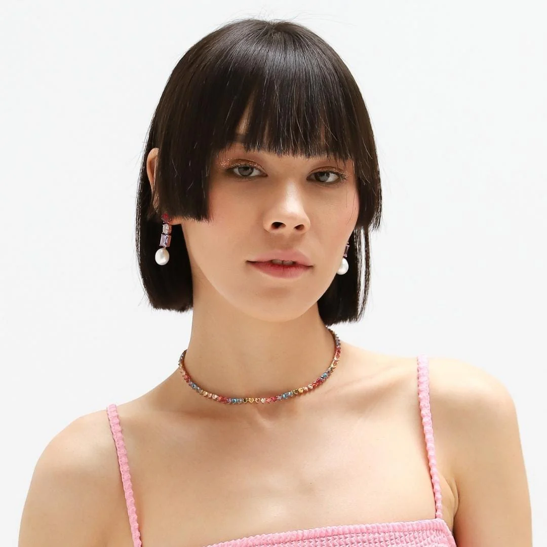 Heart Shaped Rainbow Tennis Necklace - Image 2
