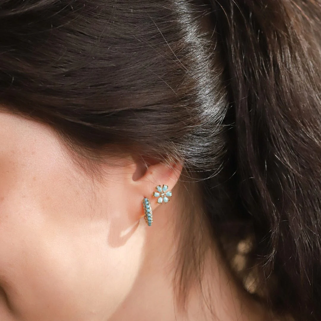 Huggies Encrusted With Colored Stones And CZ Stones - Image 3