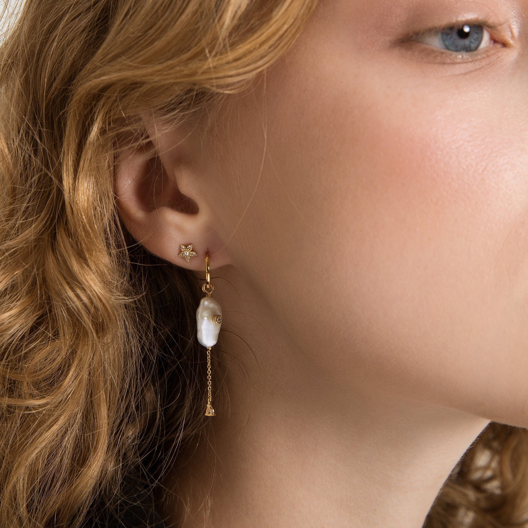 Iridescent Pearl Drop Earrings - Image 2