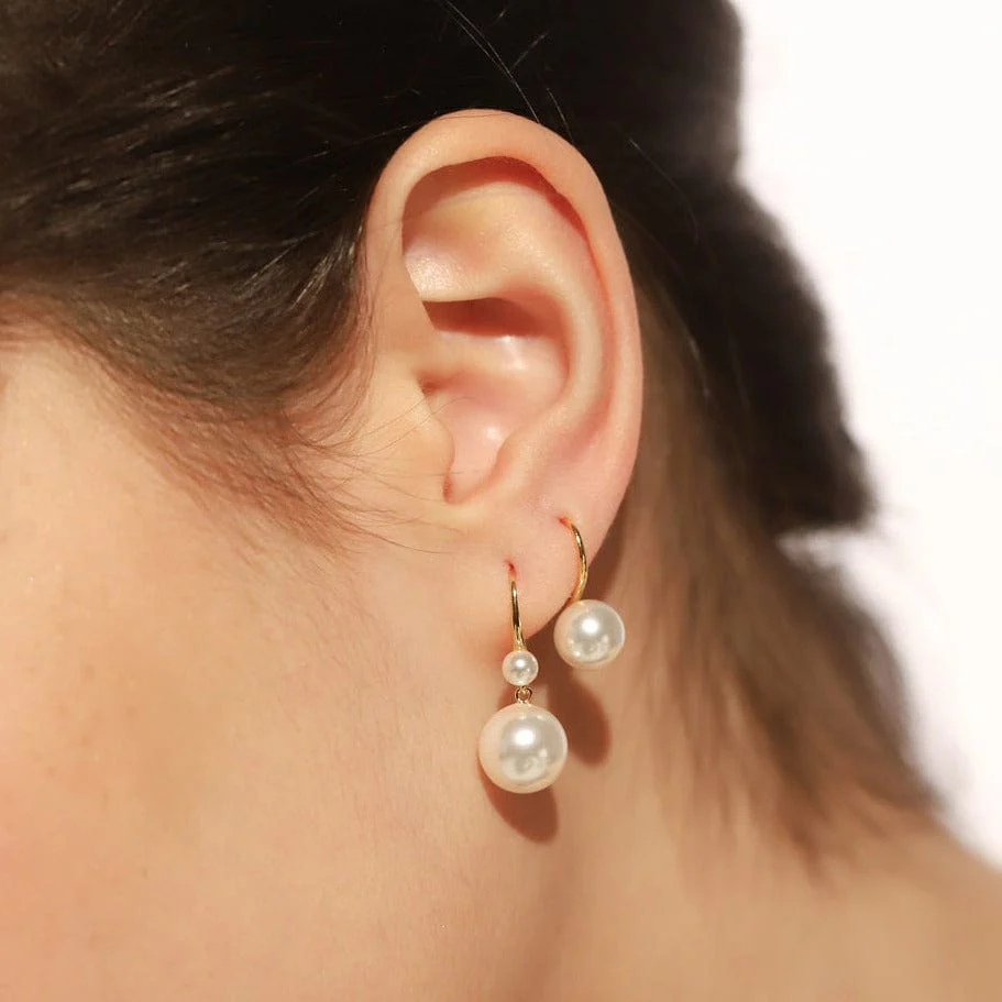 Large Pearl Fishhook Earring - Image 2