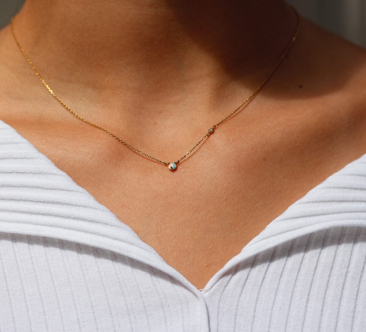 Mini Opal Pendant Necklace - Image 3
