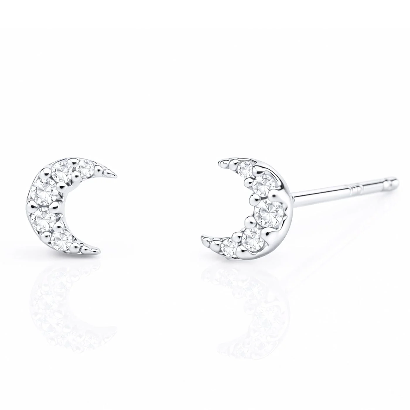 Mini Pave Moon Earrings - Image 3