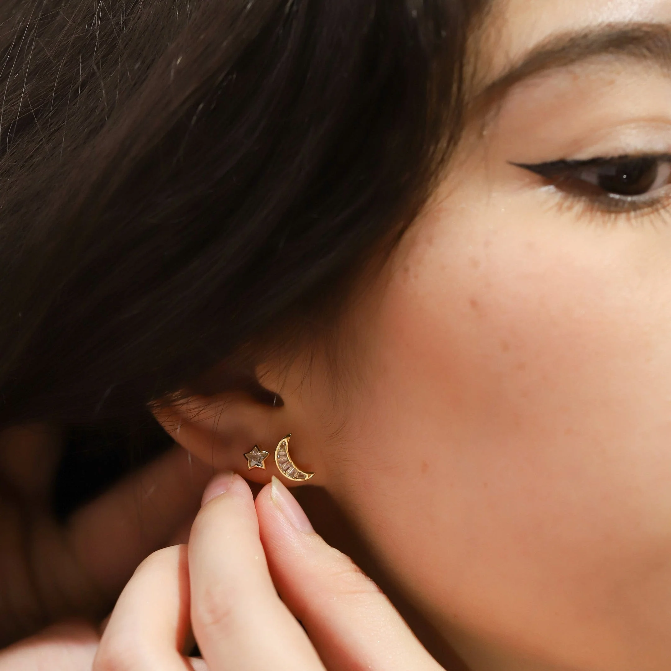 Mismatched Celestial Baguette CZ Studs - Image 3