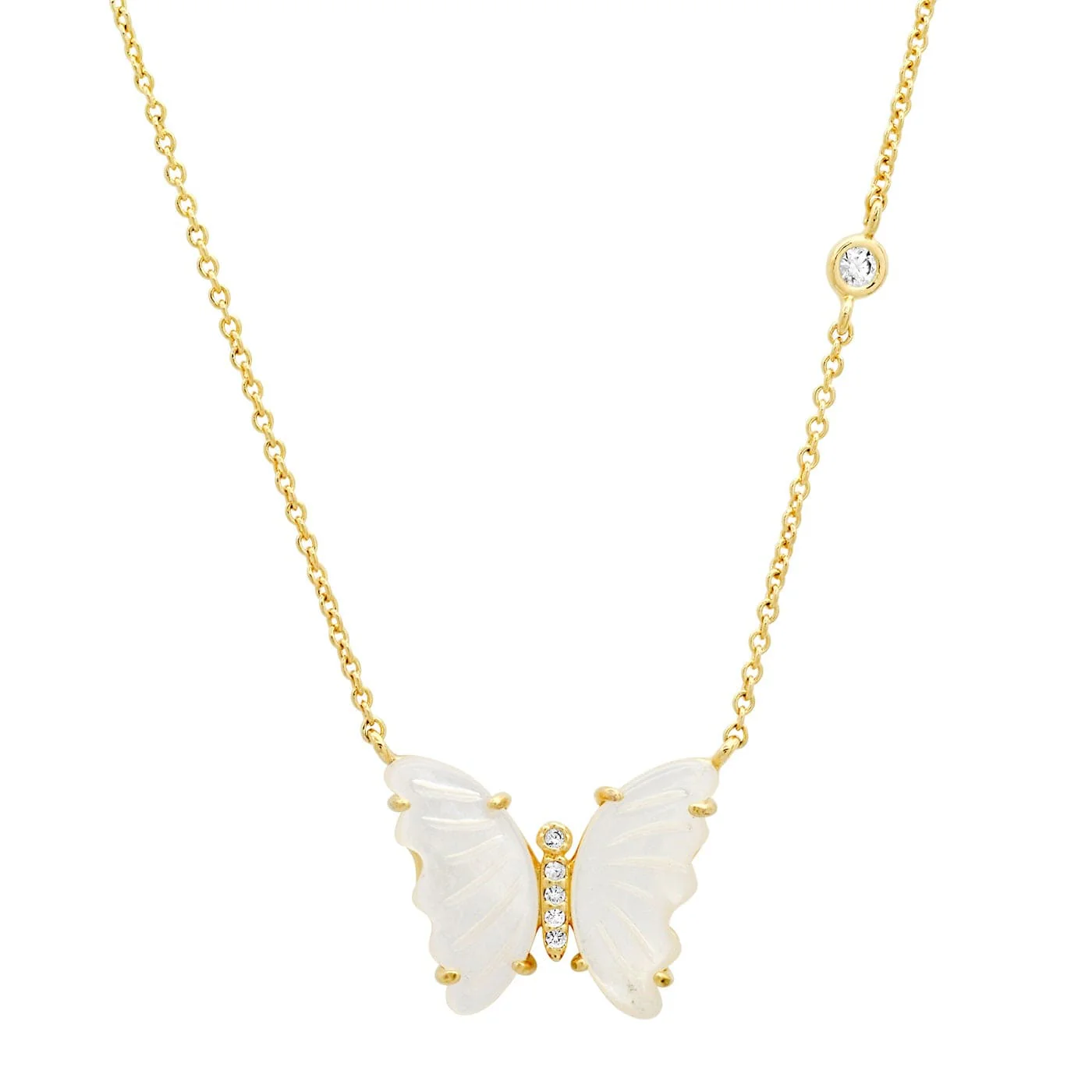 Mother of Pearl Butterfly Pendant Necklace