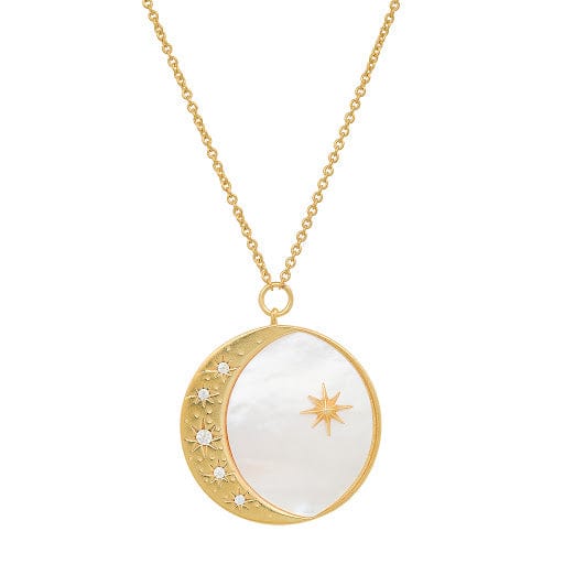 Inlay Crescent Moon Necklace