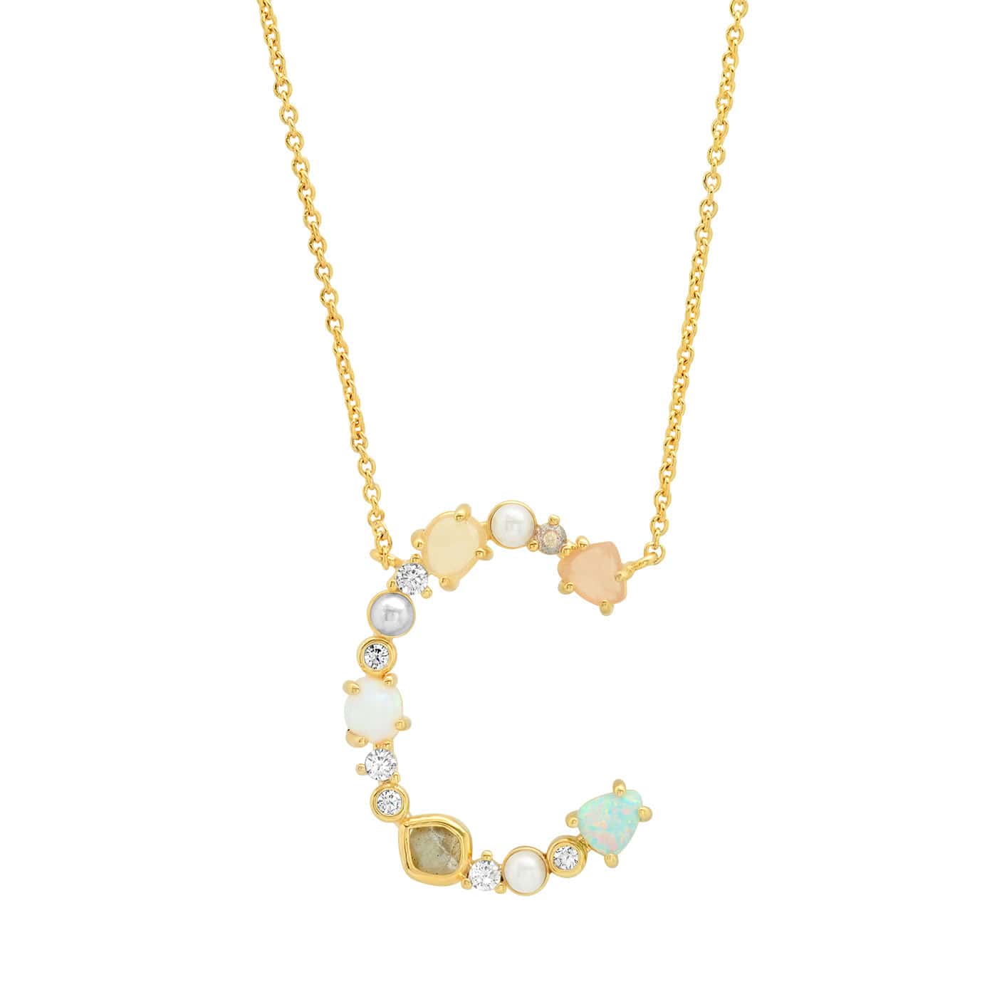 Opal & Pearl Initial Necklace - Image 4