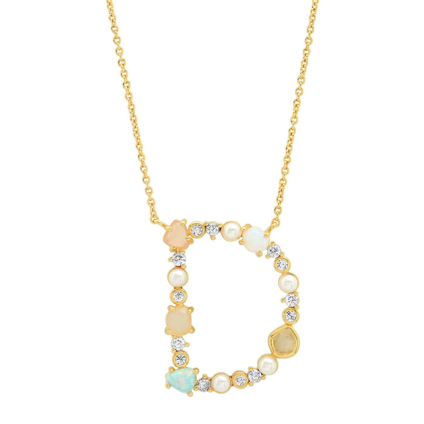 Opal & Pearl Initial Necklace - Image 5