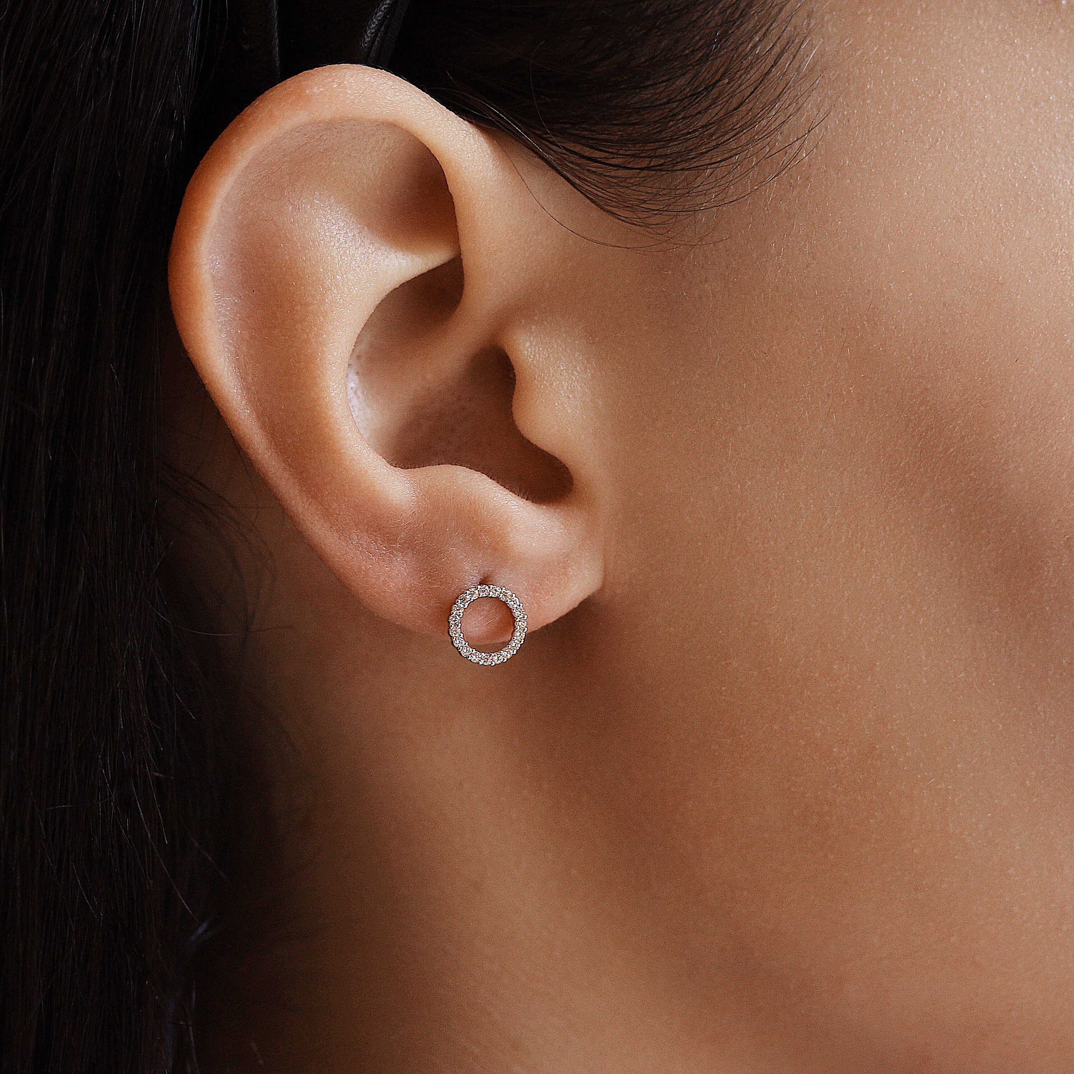 Open Circle Pave Cz Stud - Image 3