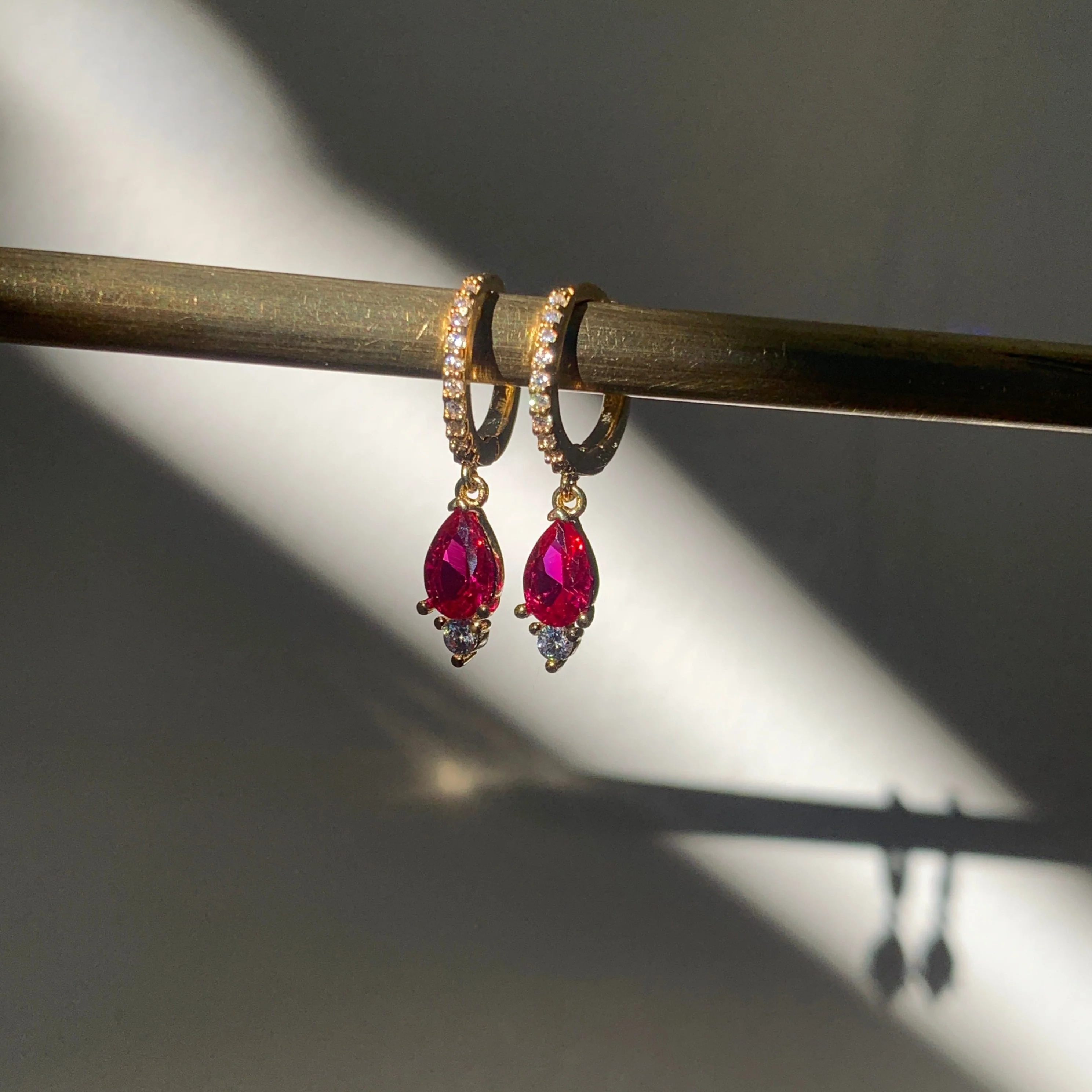 Pavé Glow Teardrop Huggies - Image 6