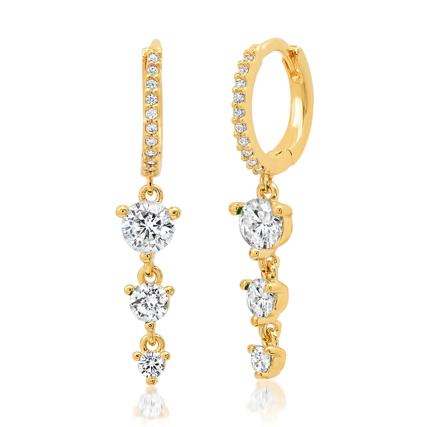 Triple Drop Gemstone Pave Huggies - Image 3