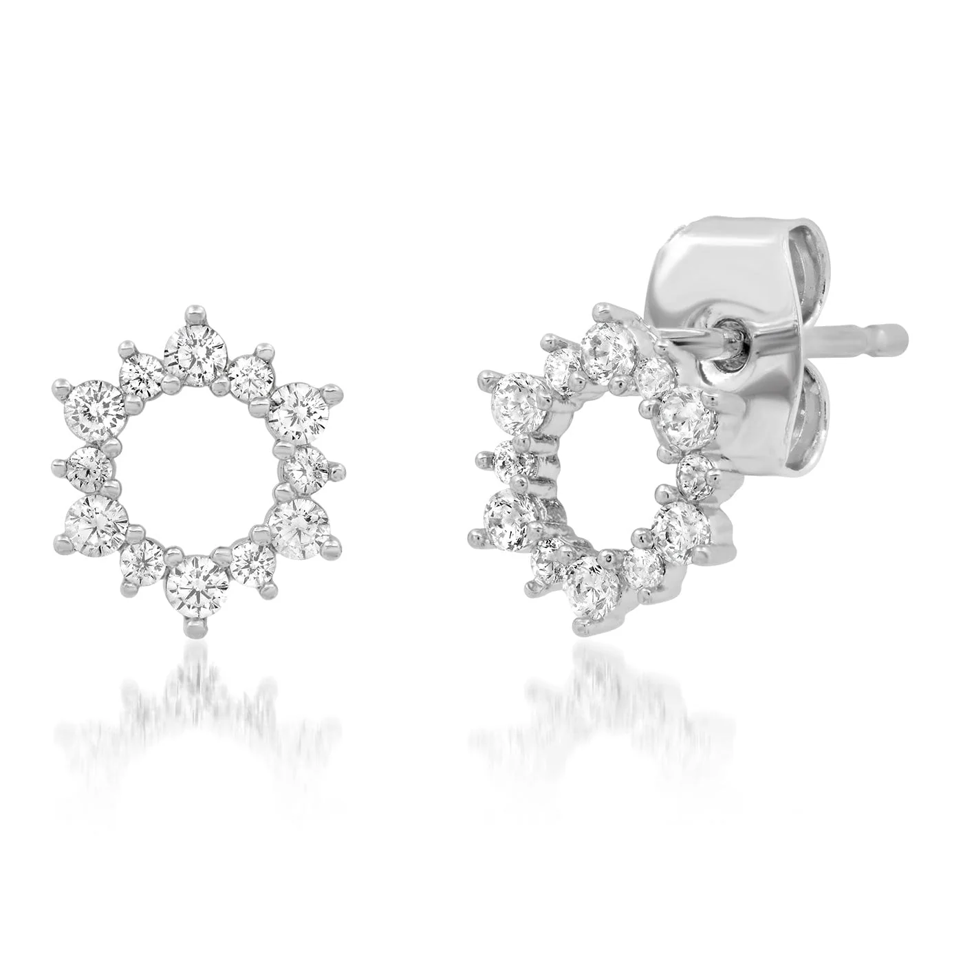 CZ Open Circle Stud Earrings - Image 2