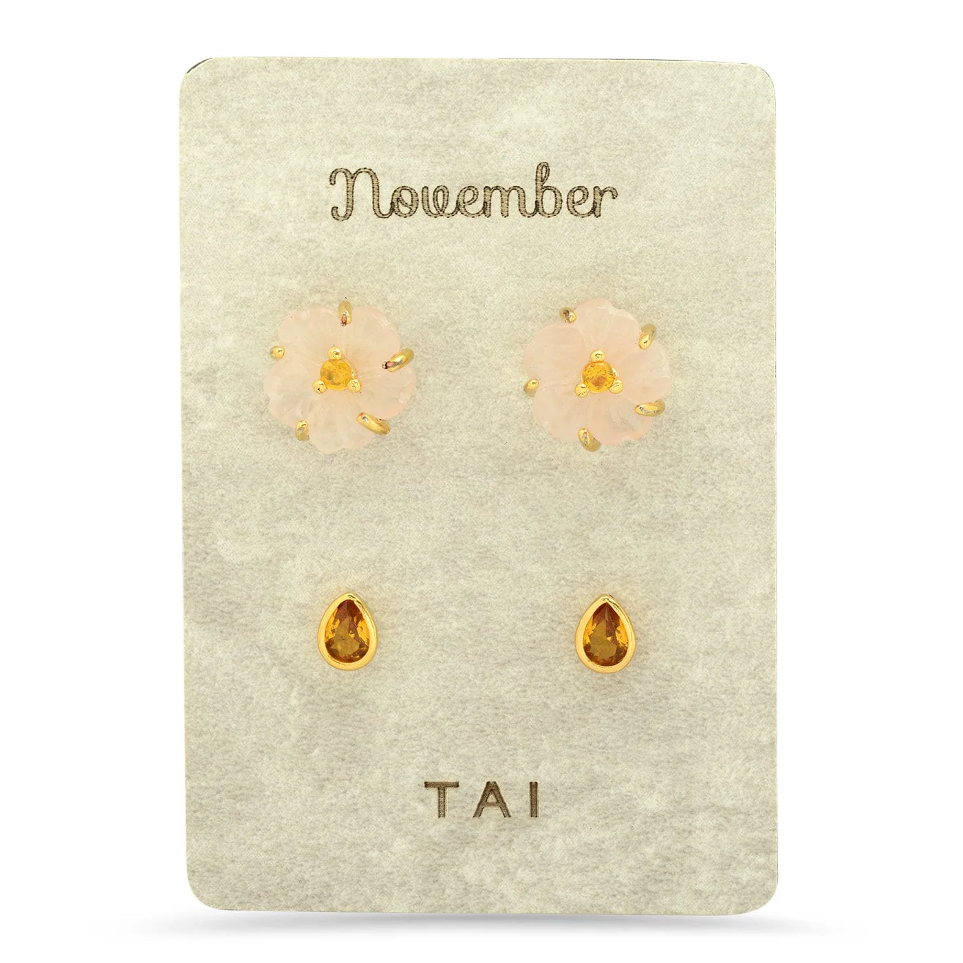 Rose Quartz Birthstone Earring Set - Image 11