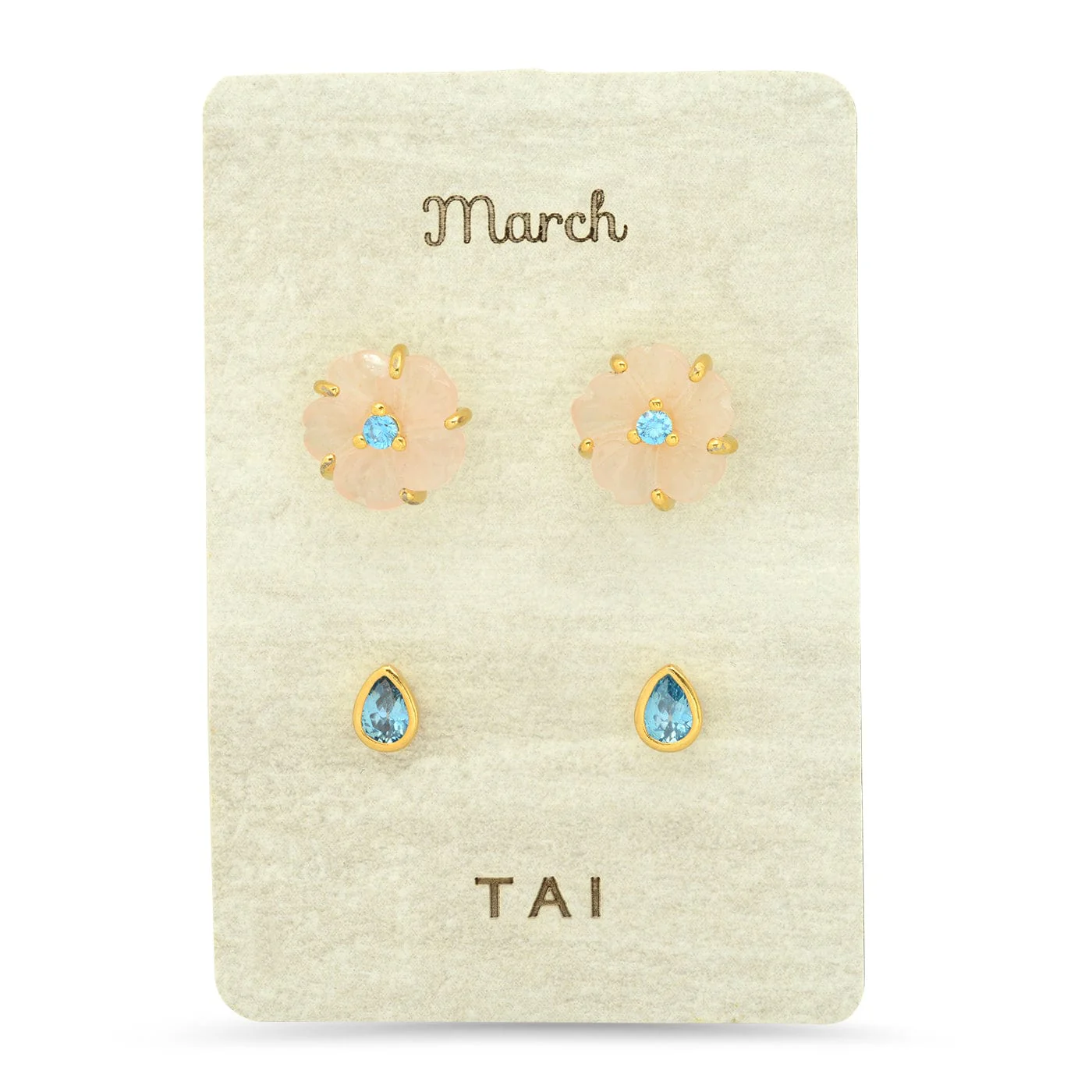 Rose Quartz Birthstone Earring Set - Image 3