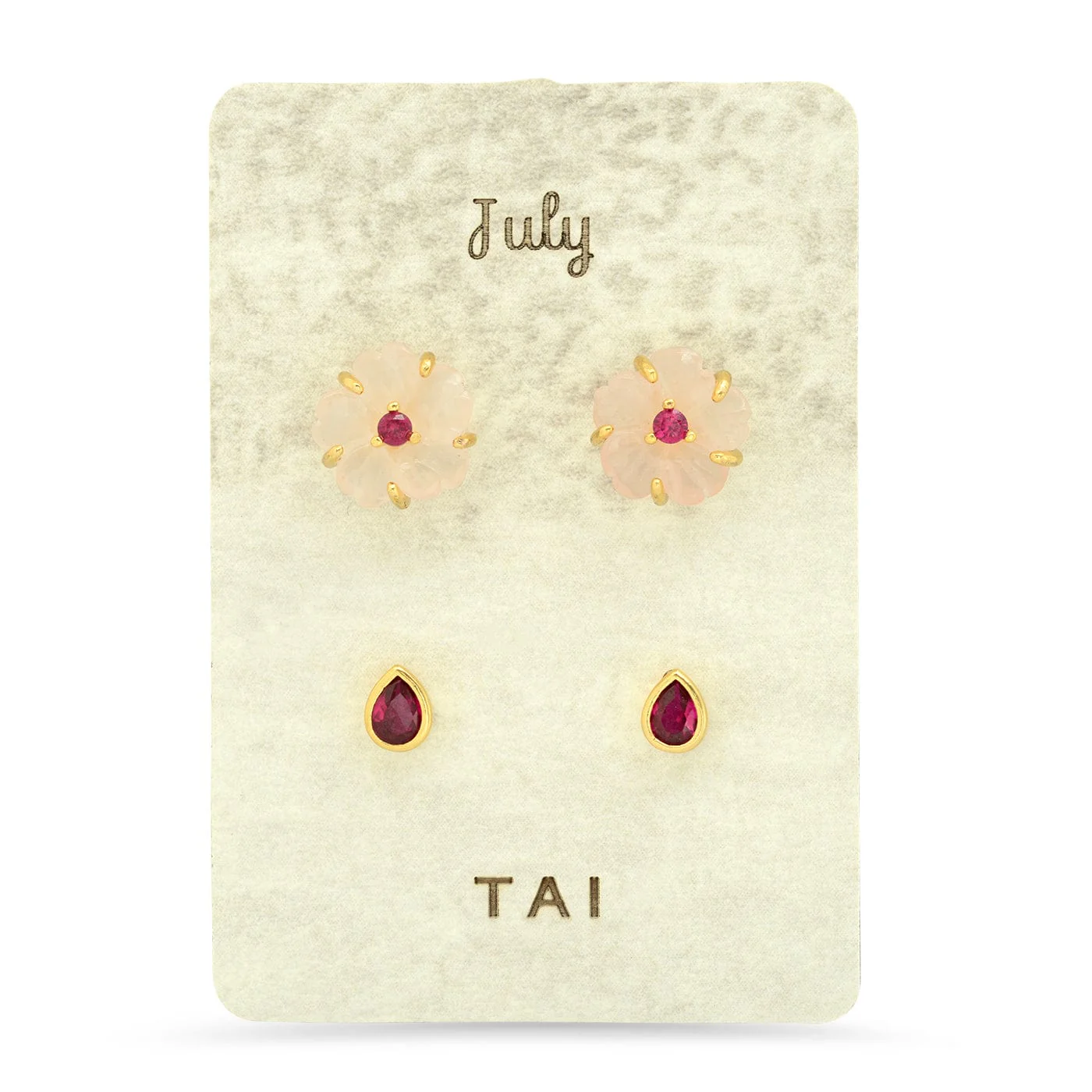 Rose Quartz Birthstone Earring Set - Image 7