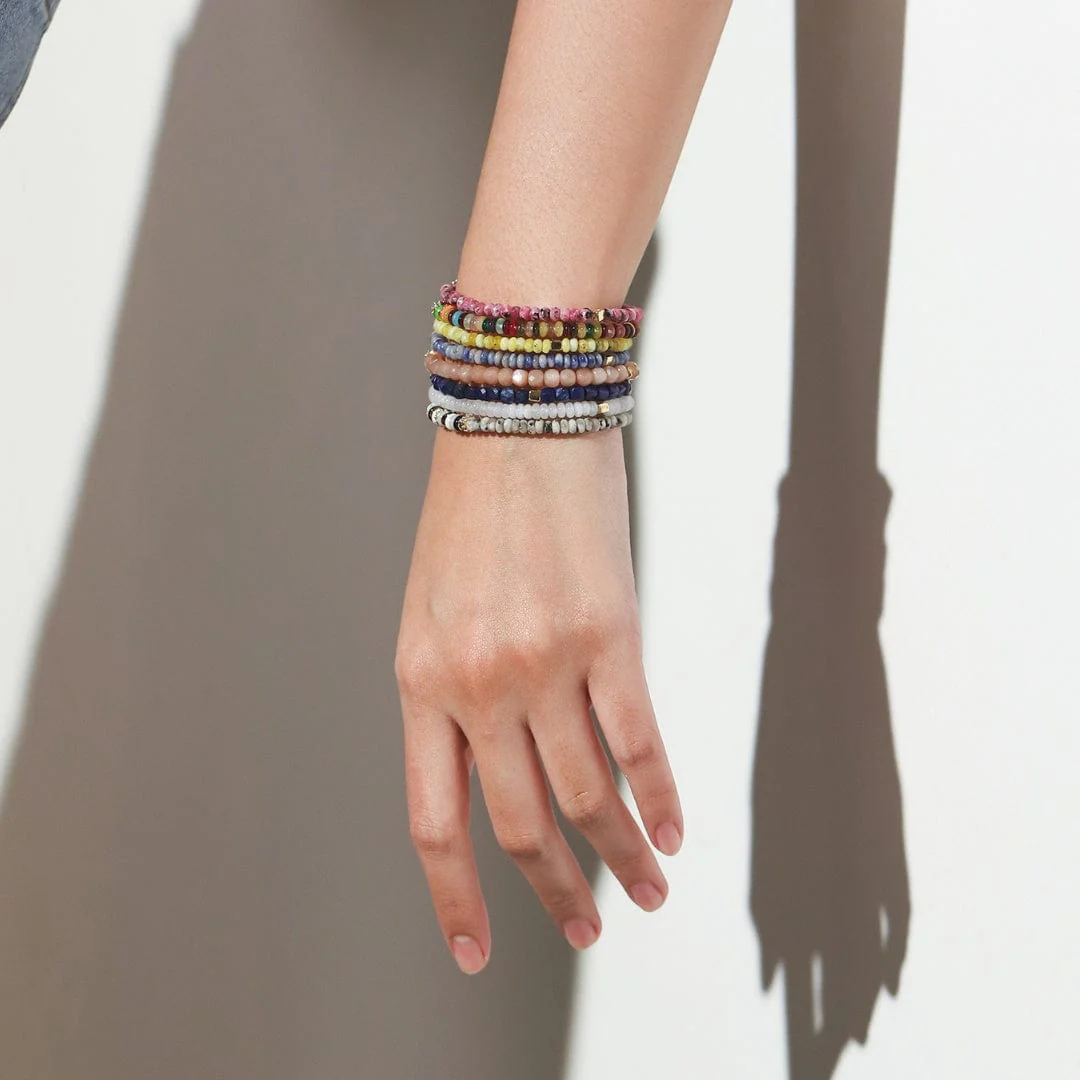Semi-Precious Stretch Bracelet with Colored Rondelles - Image 2
