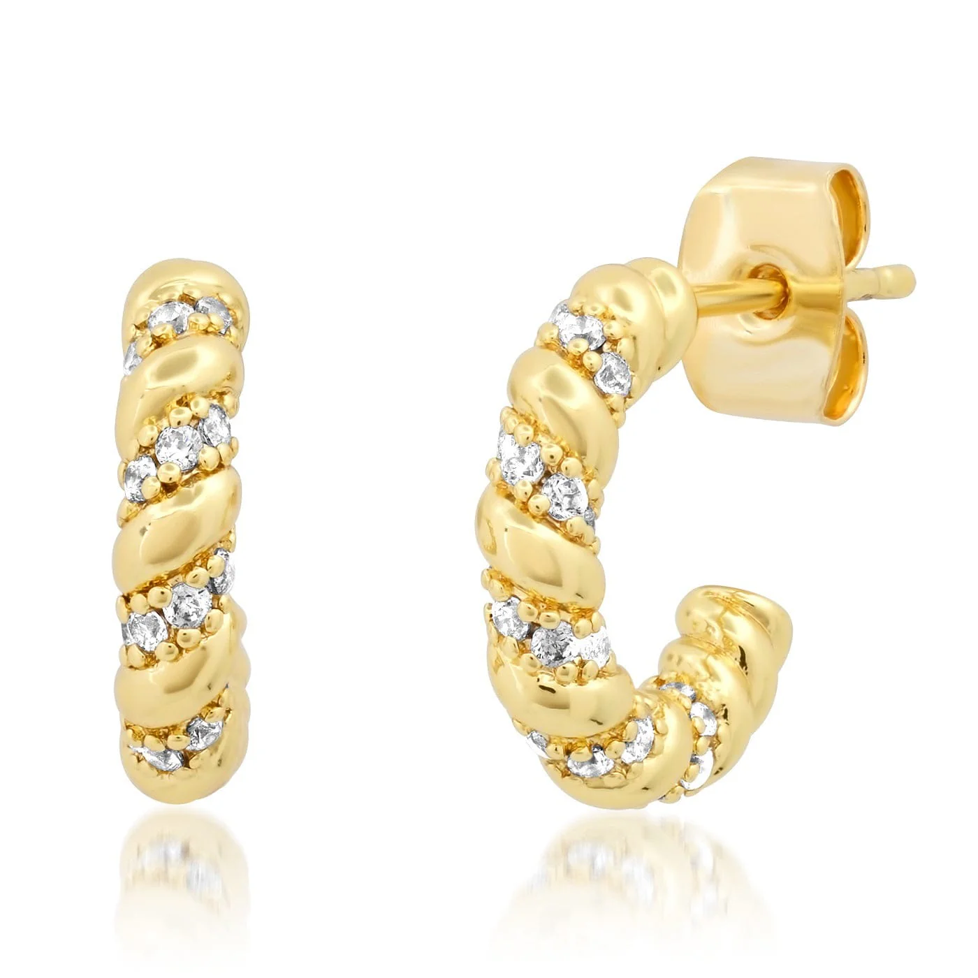 Small Pave Twist Hoops | 13mm