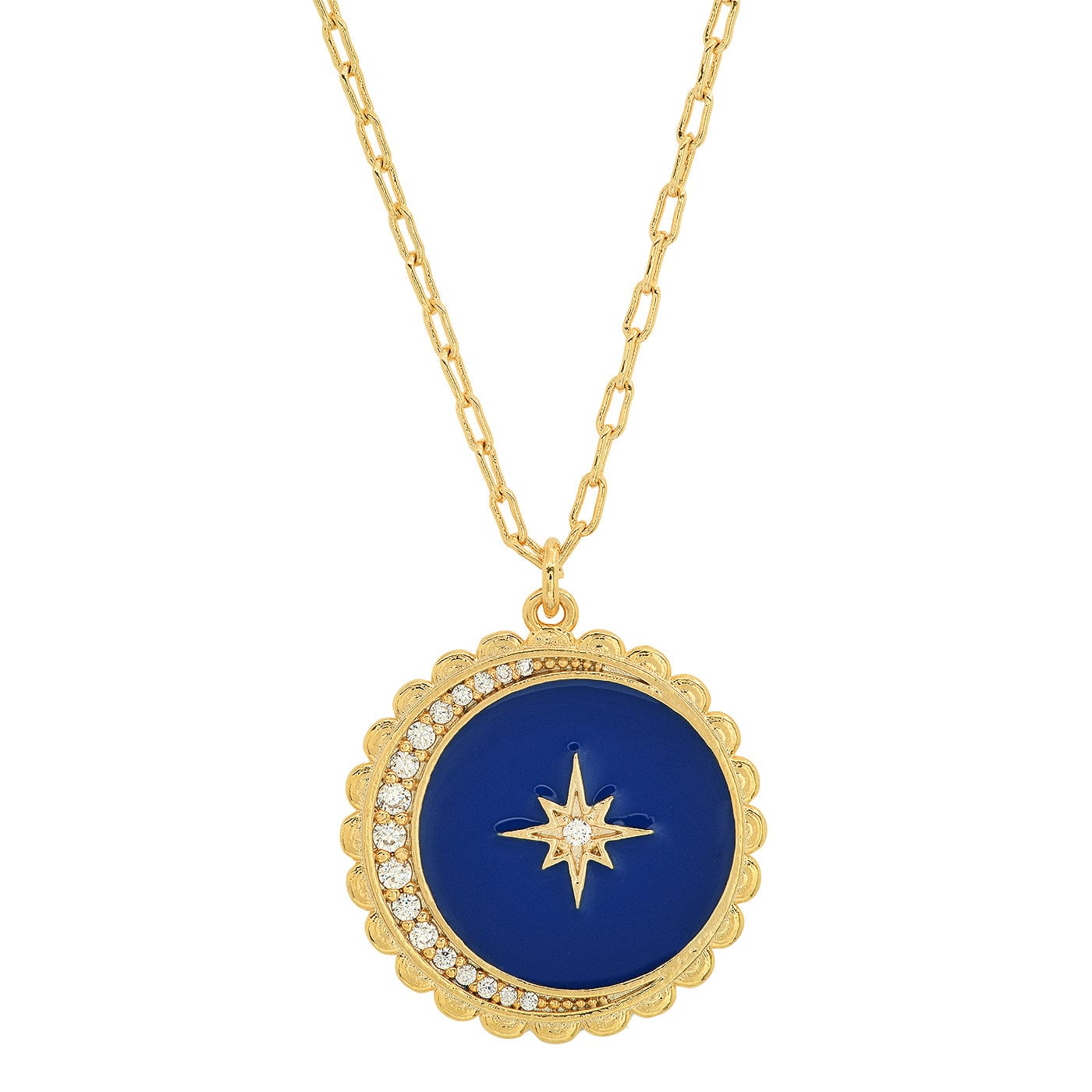 Star And Moon Starburst Coin Pendant