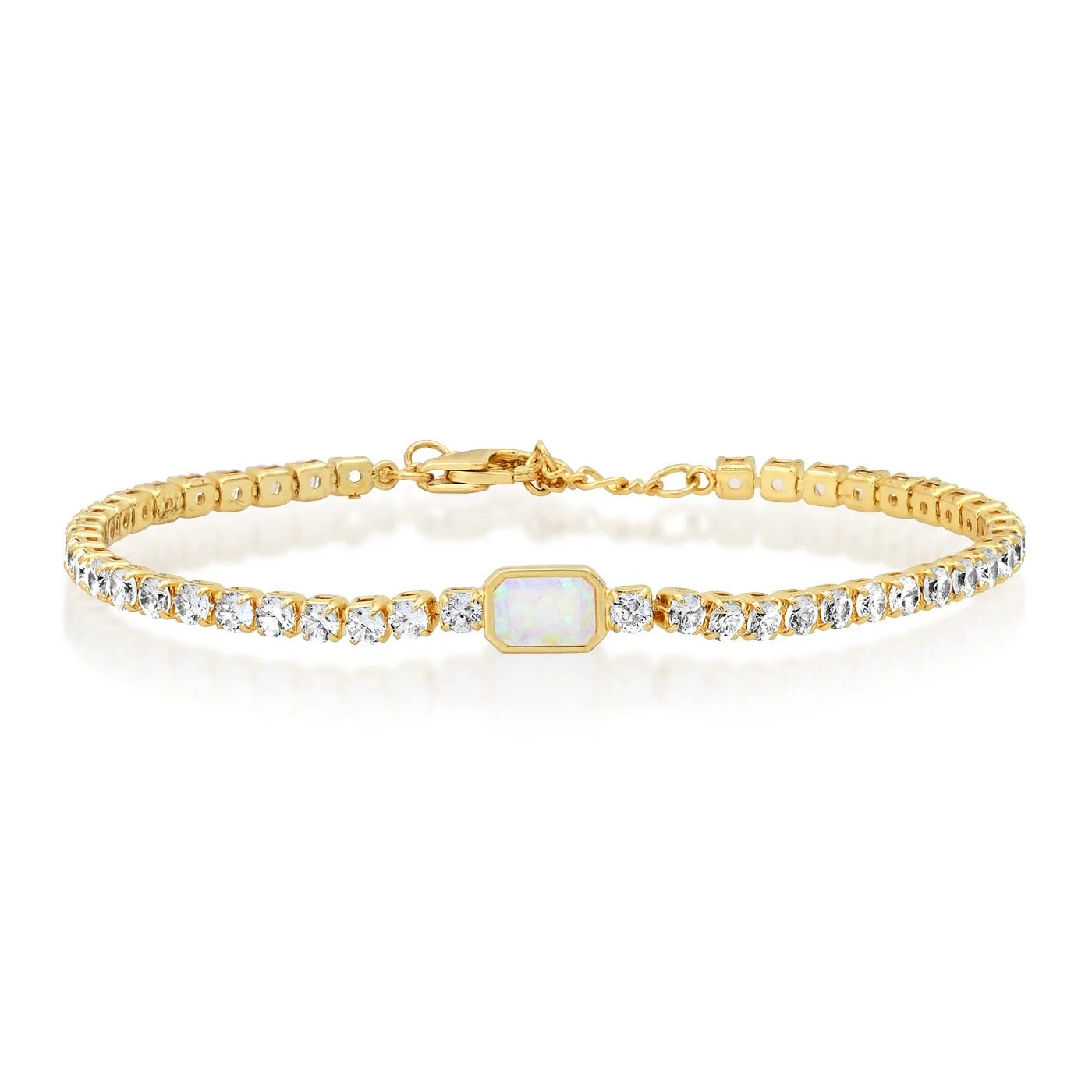Tennis Bracelet with Opal Center Stone