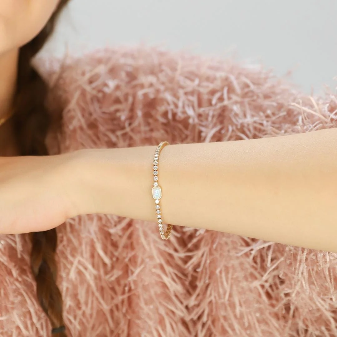 Tennis Bracelet with Opal Center Stone - Image 2