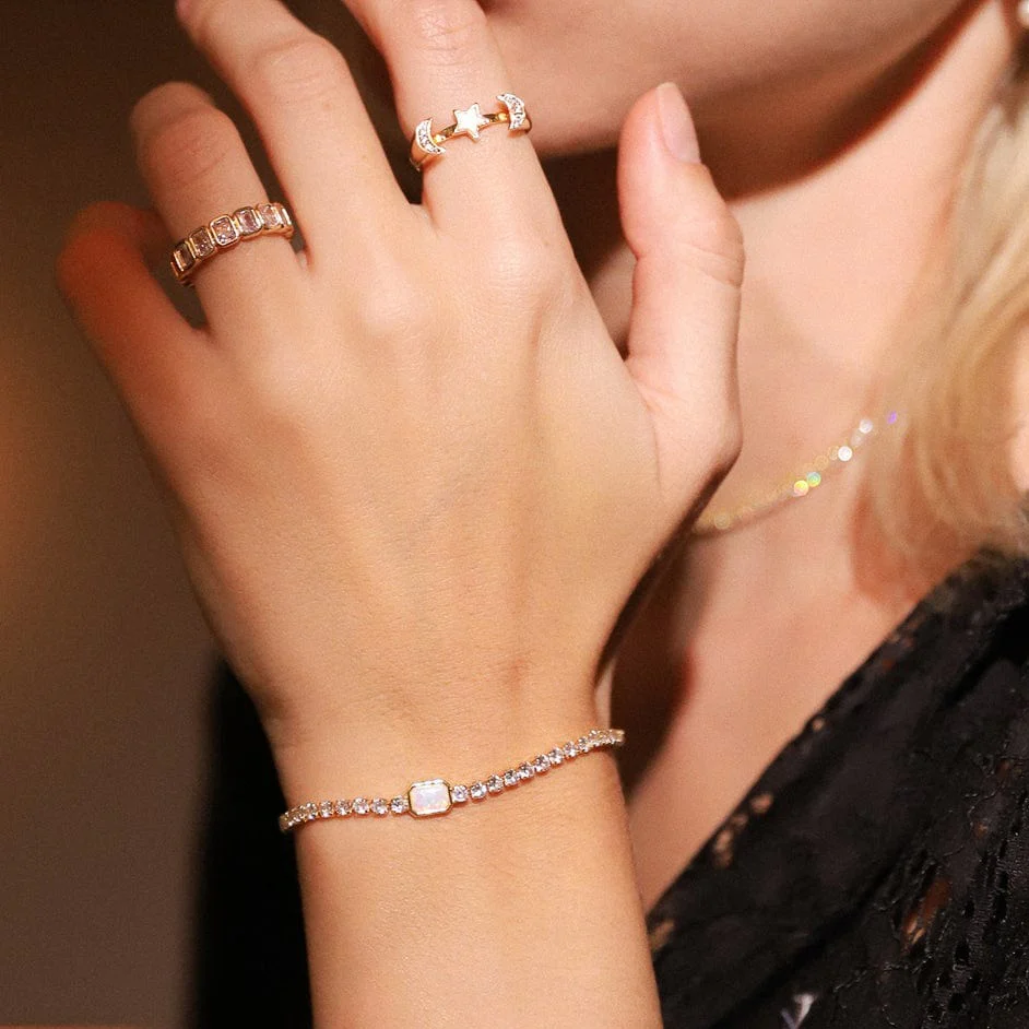 Tennis Bracelet with Opal Center Stone - Image 3