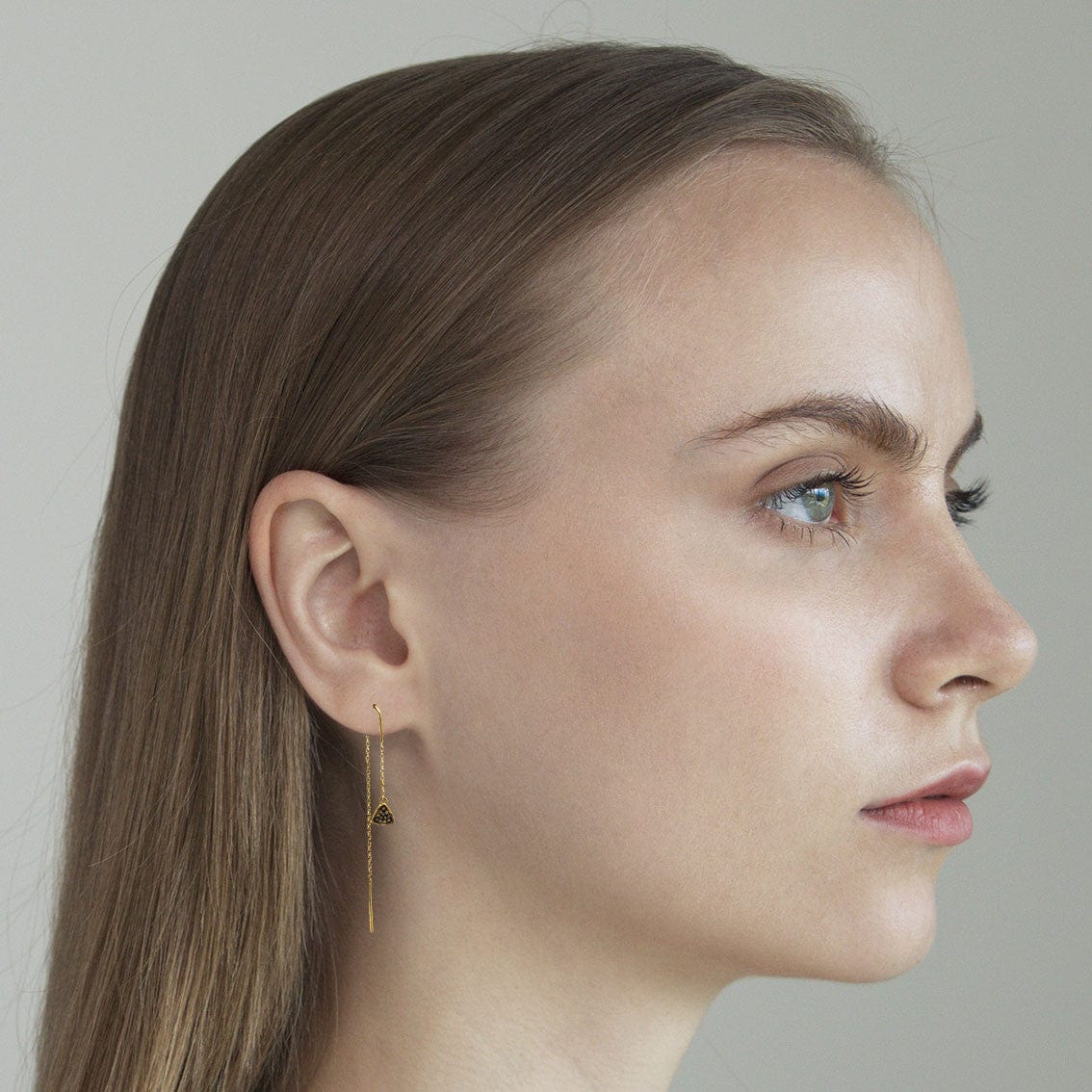 Triangular Shaped Drop Threader Earrings - Image 4