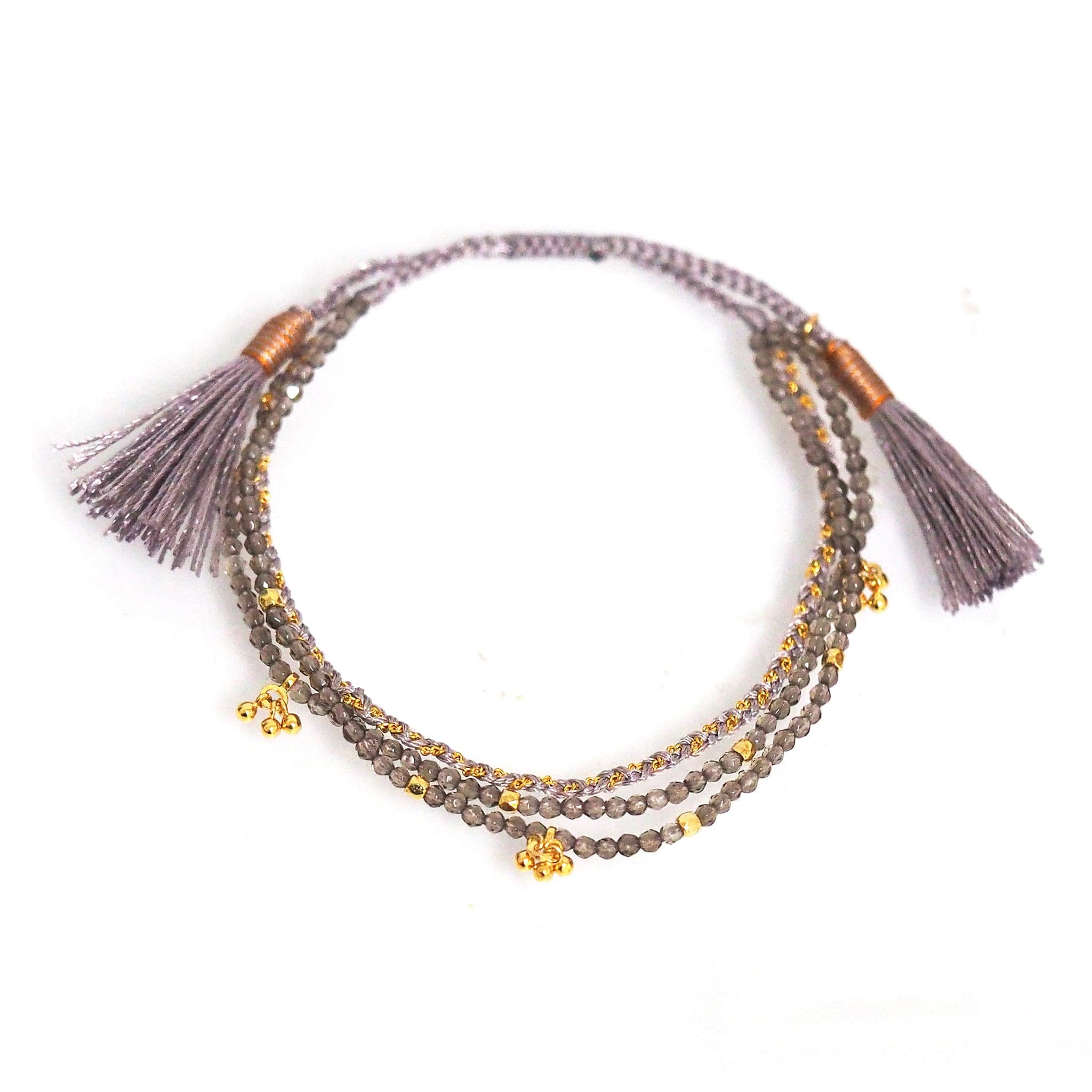 Triple Braided and Beaded Bracelet With Gold Accents - Image 4